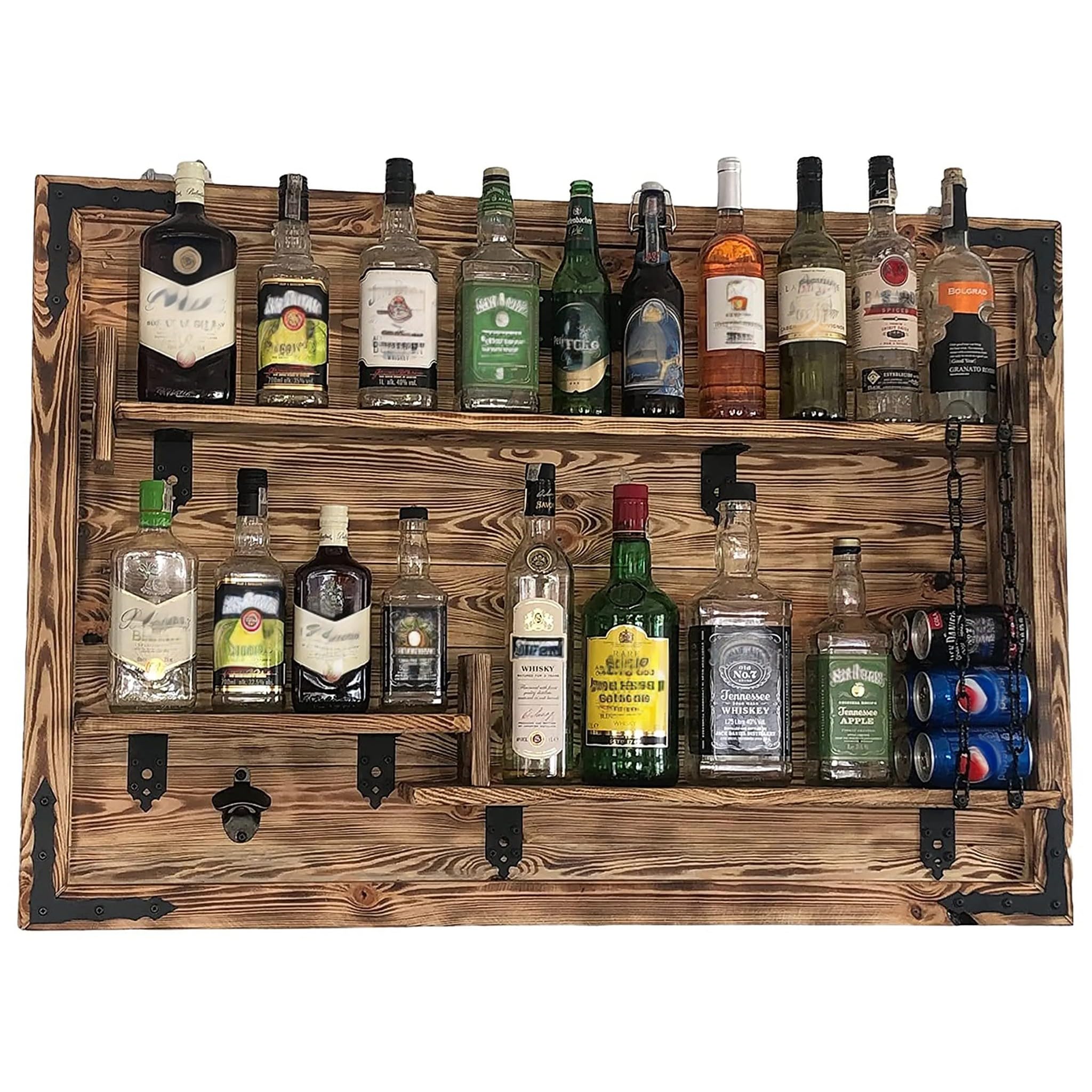 Weeco Estantería de Madera para Colgar en Casa, Hecha a Mano, Estilo Rústico, para Pared, Bar, Botellero, Regalo para Hombres, Cuadro 3D