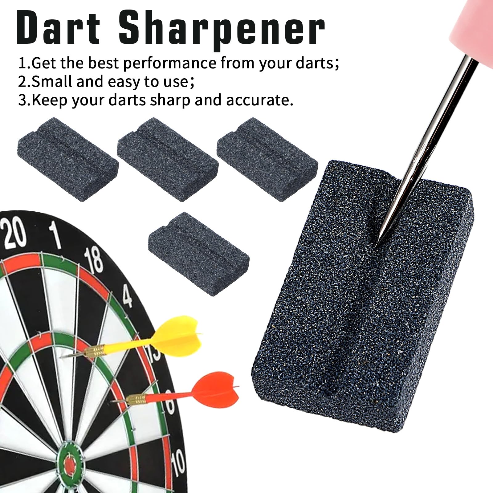 Yuanchu Darts V-Sharp Sharpening Stone, 4 Pack Dart Sharpener for Steel Tip Darts Sharpener Easy Polishing and Deburring Long-Lasting Sharpness Dart Accessories Dart Point Sharpener for Dart Tips