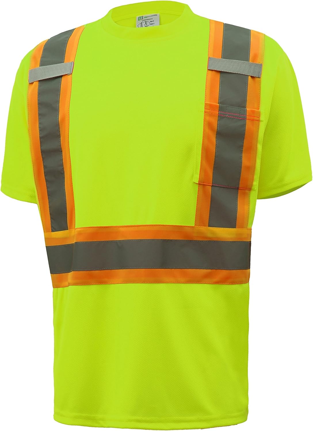 CJ Safety CJHVTS2004 ANSI Class 2 Two-tone High Vis Short Sleeve Safety Shirt Moisture Wicking Mesh (Extra Large, Orange) : Tools & Home Improvement