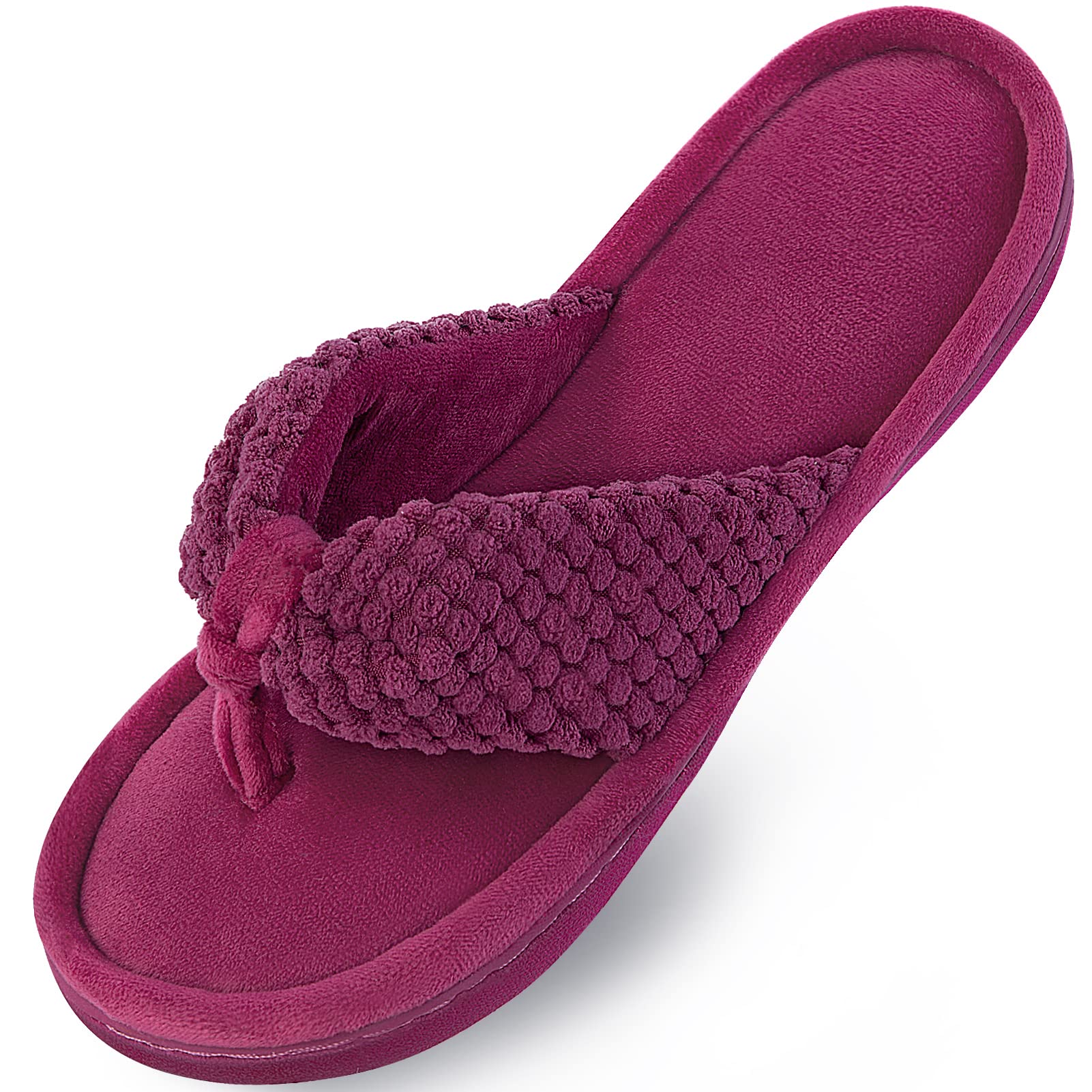 Parlovable Women's Memory Foam Flip Flop Slippers - Adjustable Thong, Anti-Slip Indoor/Outdoor House Slides with Cloud Comfort