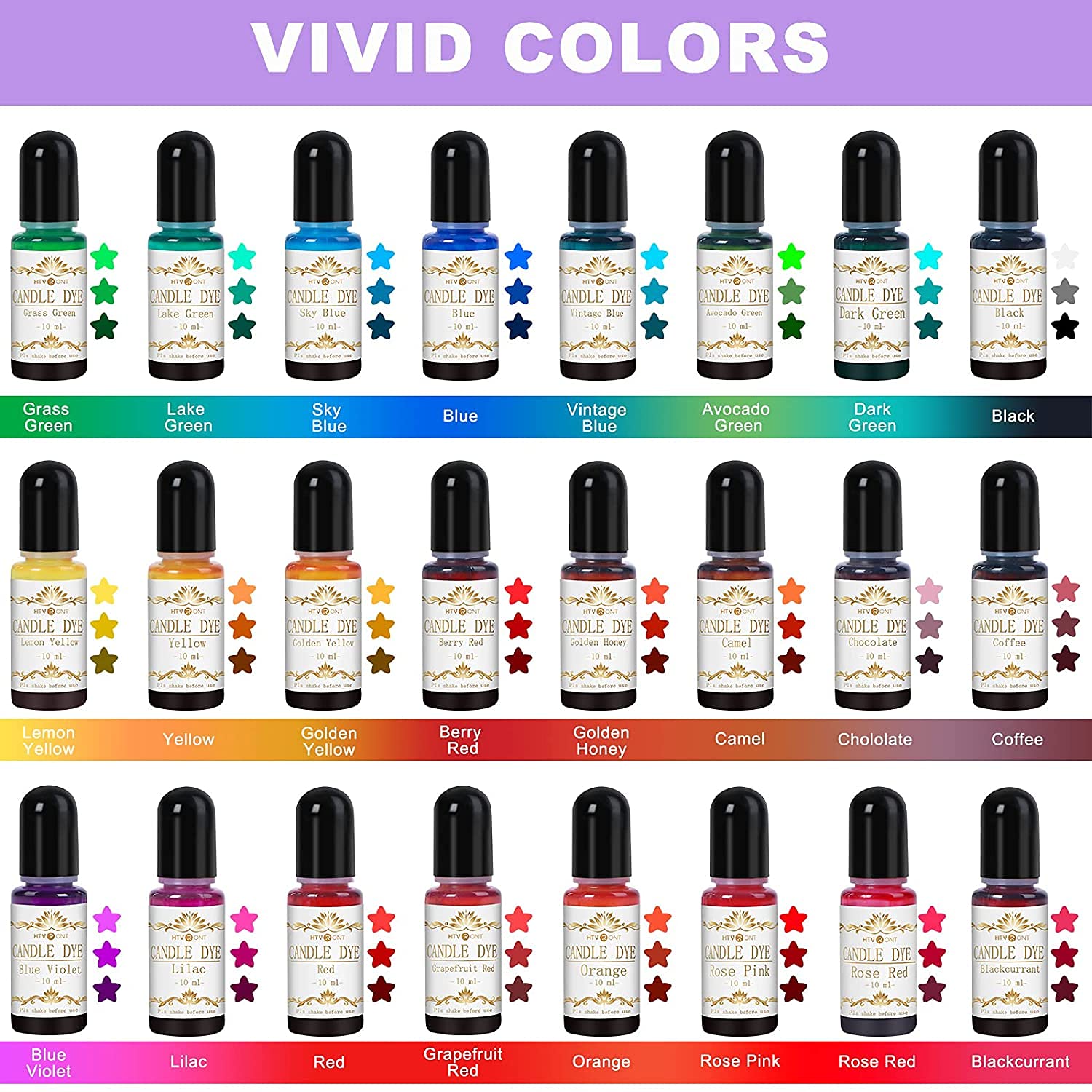 Candle Dye 24 Colours Candle Wax Dye for Candle Making, Highly Concentrated Liquid Candle Dye