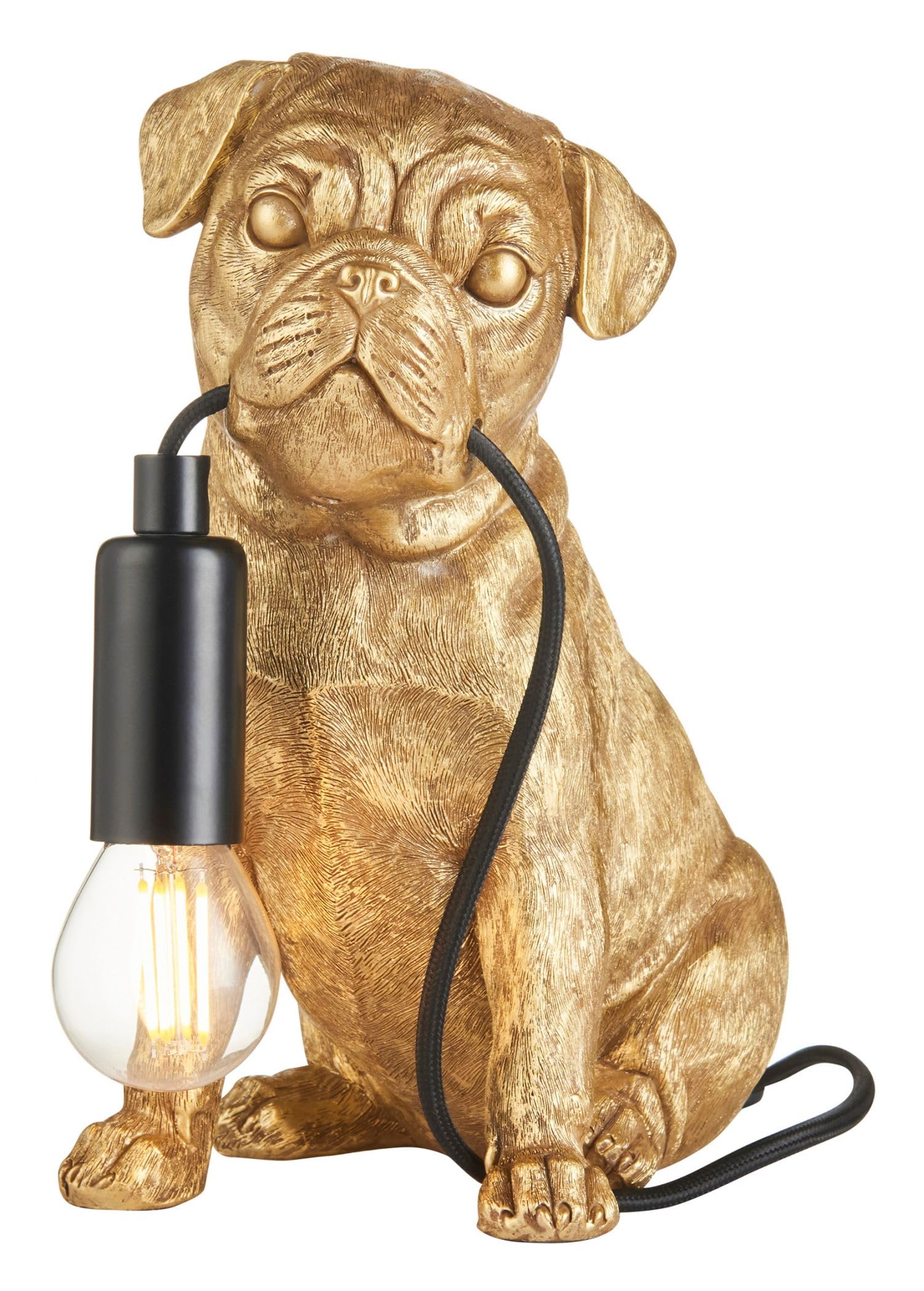 Netlighting - Pug Puppy Table Lamp - Vintage Gold - Matt Black