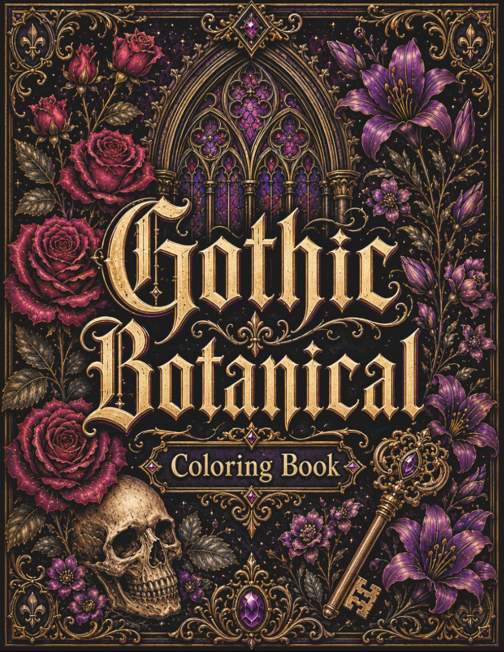 Gothic Botanical Coloring Book: Garden Wildflowers for Adults, Relaxation and Stress Relief, Dark Nature, Witch Objects, Mysterious Beauty, Ornamental Designs (Moonlit Whispers)