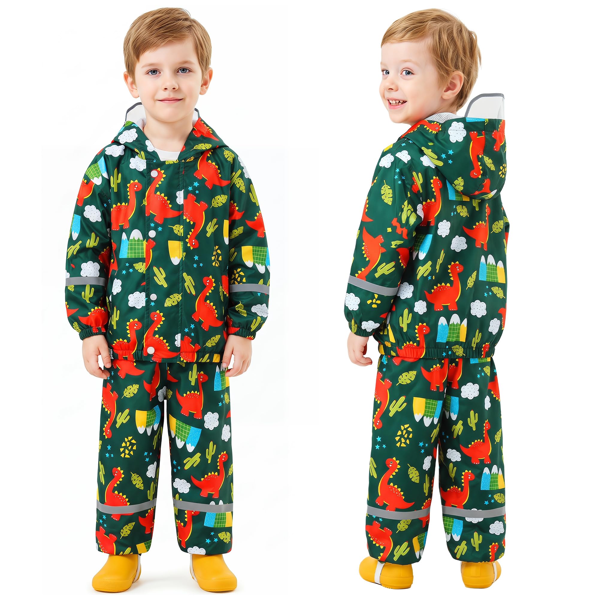 Combinaison Imperméables Enfant, Veste de Pluie & Pantalon Imperméable 2 pièces Ensembles, Filles Léger Respirant Coupe-vent Manteaux Pantalon de Pluie Vêtements de Pluie 1-7 Ans