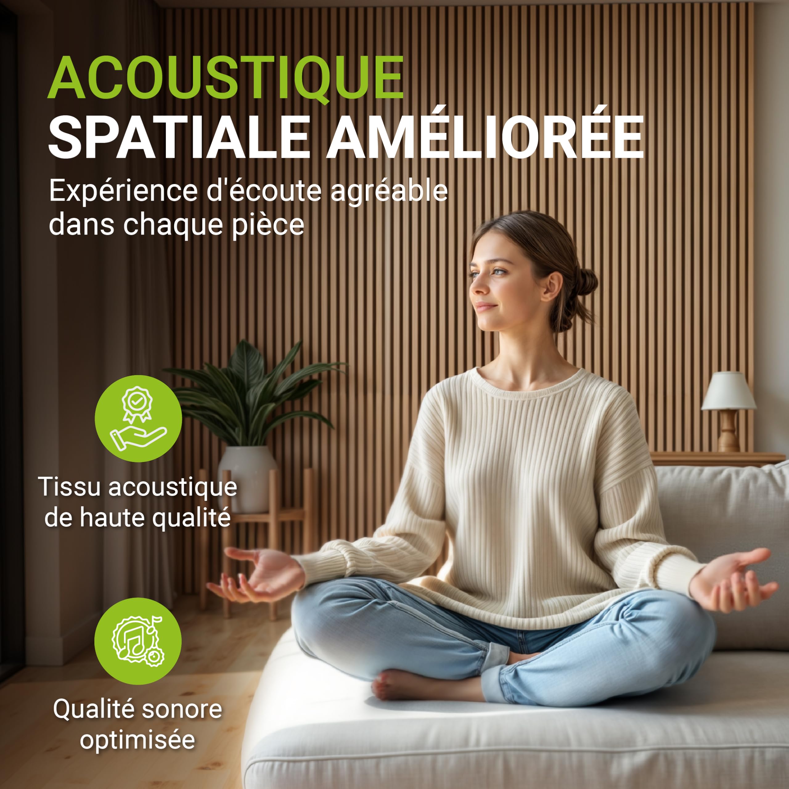 Juskys Panneaux muraux Acoustique, Lot de 4, 2,88 m², 120x60 cm, Réduit l'écho et le bruit - Chêne Naturel Foncé