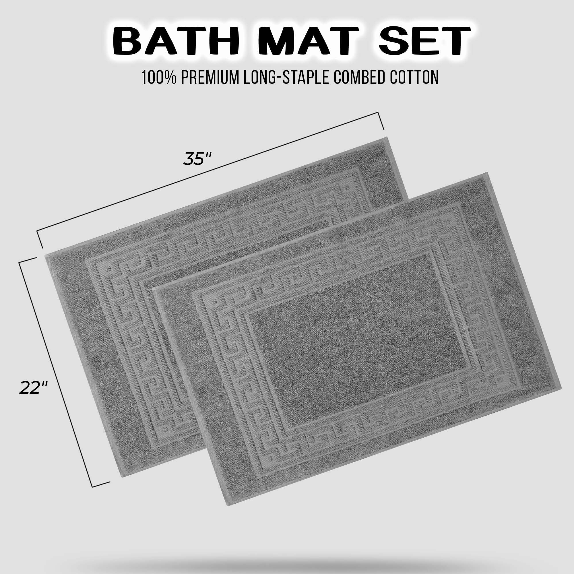 Superior Egyptian Cotton 2 Piece Bath Mat Set, Silver by