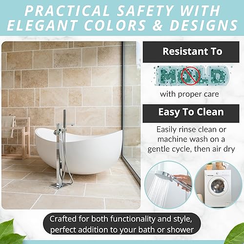 Miniatura 5 de ENKOSI Alfombra de baño  Alfombra antideslizante grande para bañera y ducha  Extra larga. Tapetes de baño antideslizantes de 40 x 16 pulgadas para