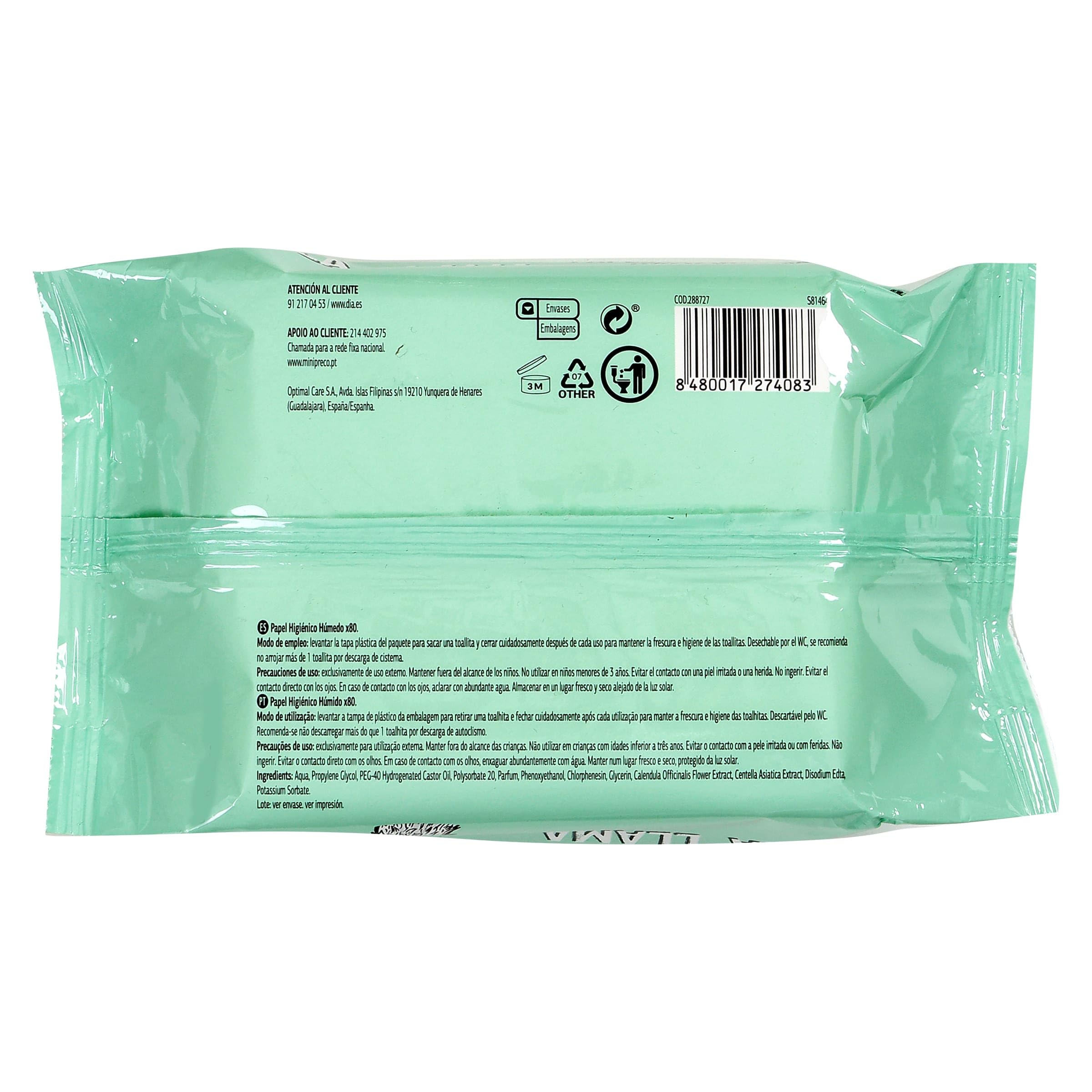 DIA LA LLAMA papel higiénico húmedo Fresh bolsa 80 unidades