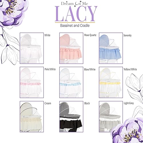 Miniatura 4 de Dream On Me Lacy - Moisés y cuna portátil 2 en 1 con toldo completo, cesta de almacenamiento, ruedas con seguro, marco ligero, certificado JPMA y
