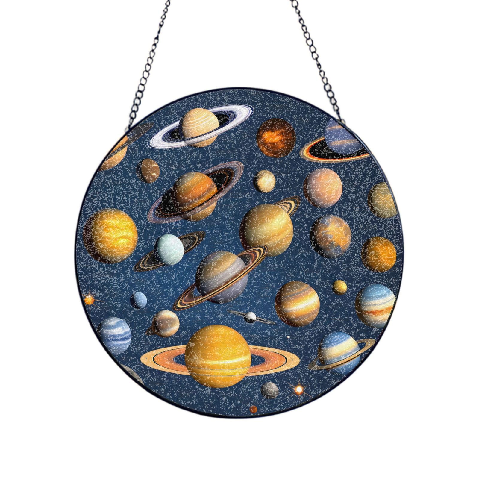 Phayah Solar System Planets Print Glass Window Hanging Sun Catchers Suncatcher Decor For Birthday For Home Garden Porch 4in（10cm）