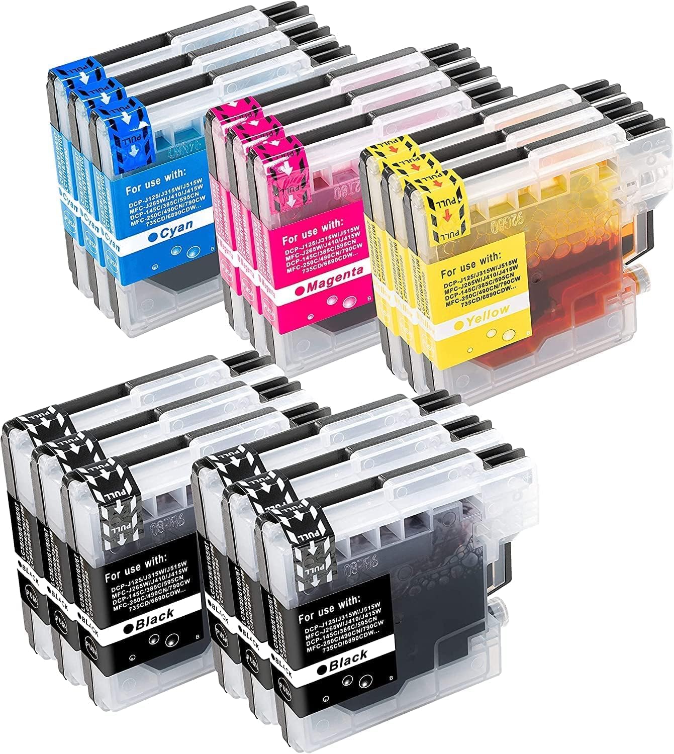10x Druckerpatronen Kompatibel zu Brother LC1100 LC980 für DCP-145C DCP-185C DCP-195C DCP-163C DCP-165C MFC-250C DCP-365CN DCP-373CW DCP-375CW MFC-490CW MFC-5490CN MFC-5890CN MFC-6490CW