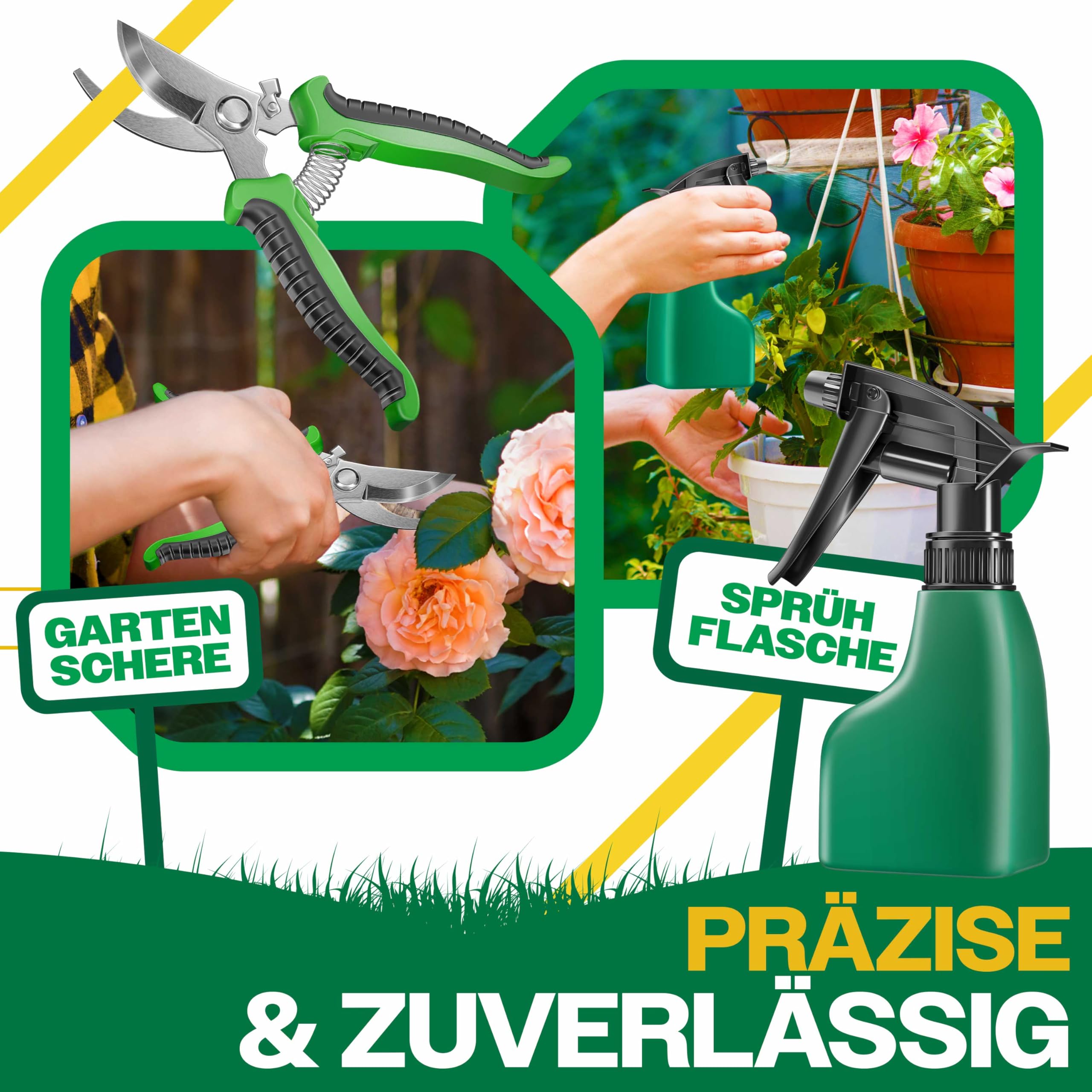 KESSER® Gartenwerkzeug Set 10-teilig mit ergonomischen Holzgriffen inkl. wasserdichte Tasche aus 600D Oxford-Material, Knieschoner, Pflanzmatte, Sprühflasche, Gartenschere, Handschuhe für Gartenarbeit