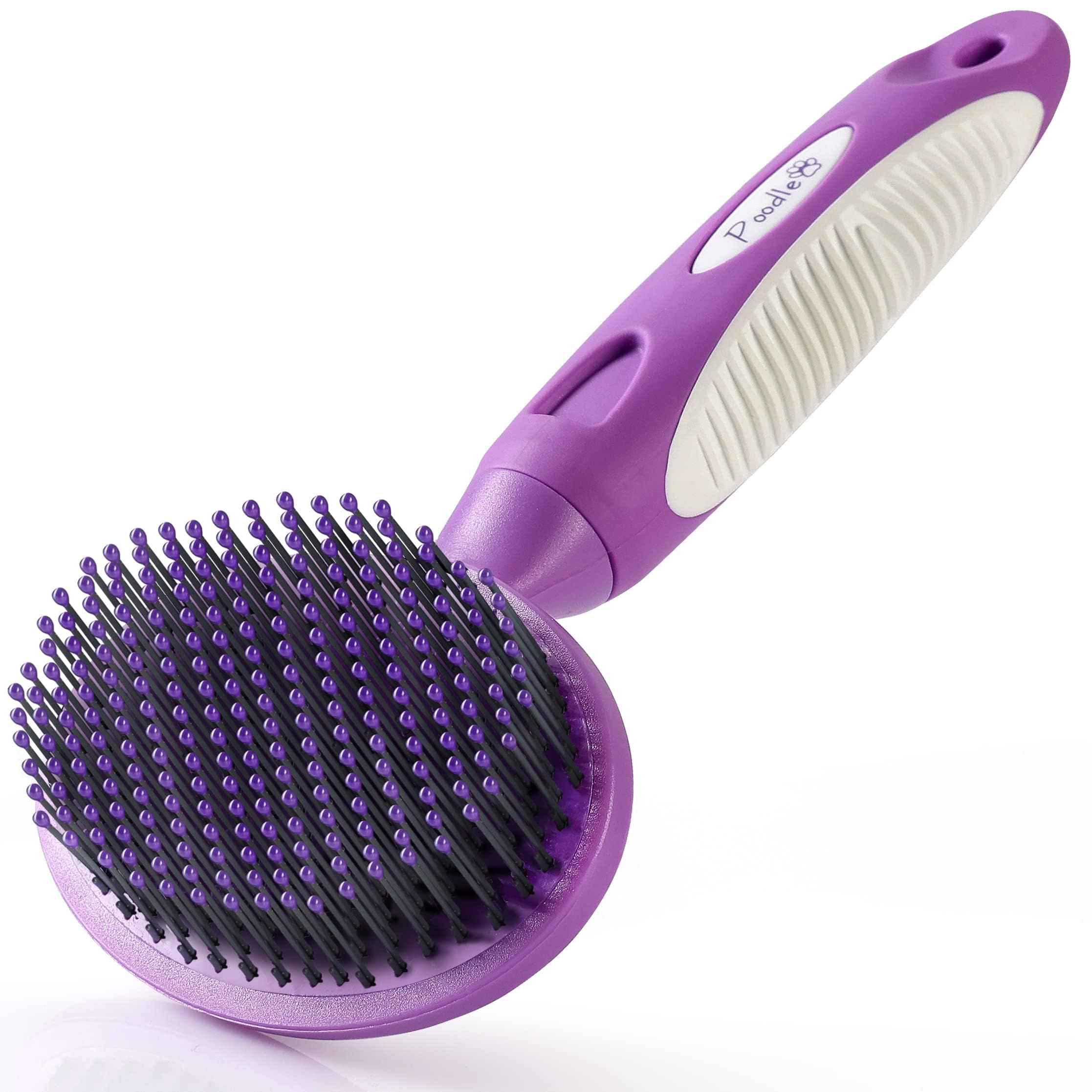 Cepillo de cerdas redondas para mascotas para perros y gatos – Cepillo suave para perros para aseo de pelo corto o largo – Herramienta suave para piel sensible, elimina la caspa, la suciedad y