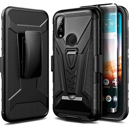 NZND Case for Kyocera DuraSport 5G UW Phone Case (Verizon), DuraSport 5G (C6930) with Tempered Glass Screen Protector, Belt Clip Holster Kickstand, Heavy Duty Protective Shockproof Case, Black