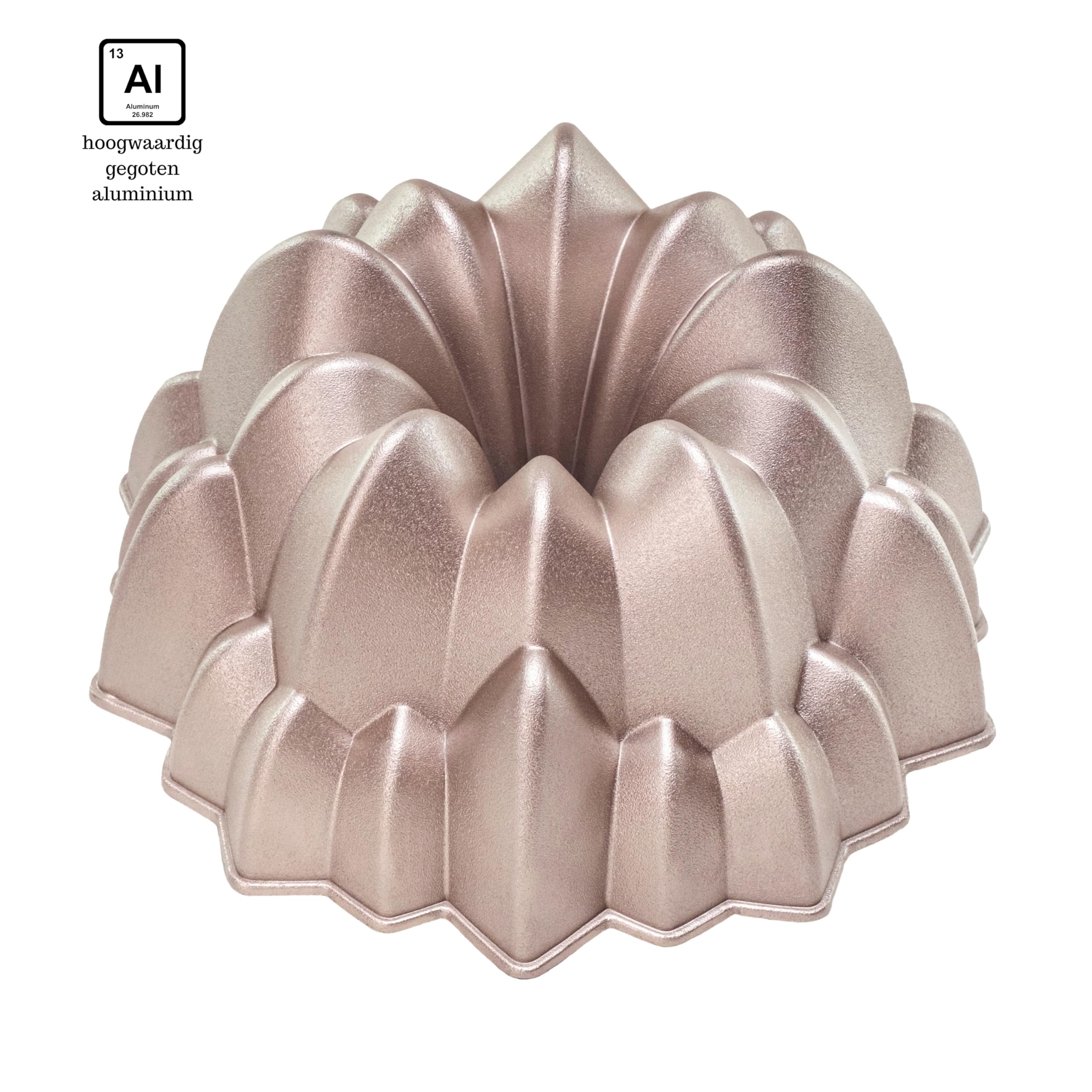 Erreke Bakvorm voor Cake en Taart, Dubbele Antiaanbaklaag, Gietaluminium, Gelijkmatige Garing met Centrale Opening, Voor Bakken, Flan, Pudding en Gelatine, 28×26×10 cm, 2 Liter, Amour
