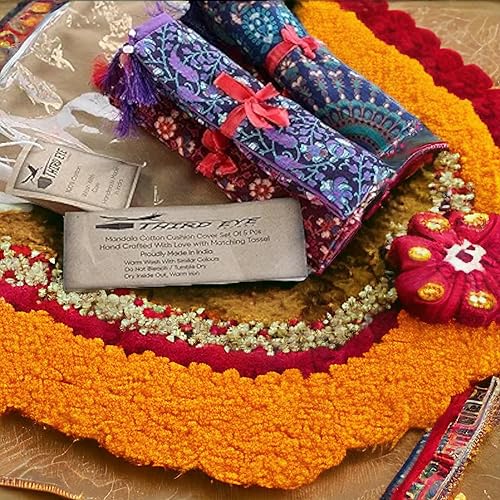 Miniatura 7 de Juego de 5 fundas de cojín de algodón con diseño étnico bohemio indio de la marca Third Eye Export