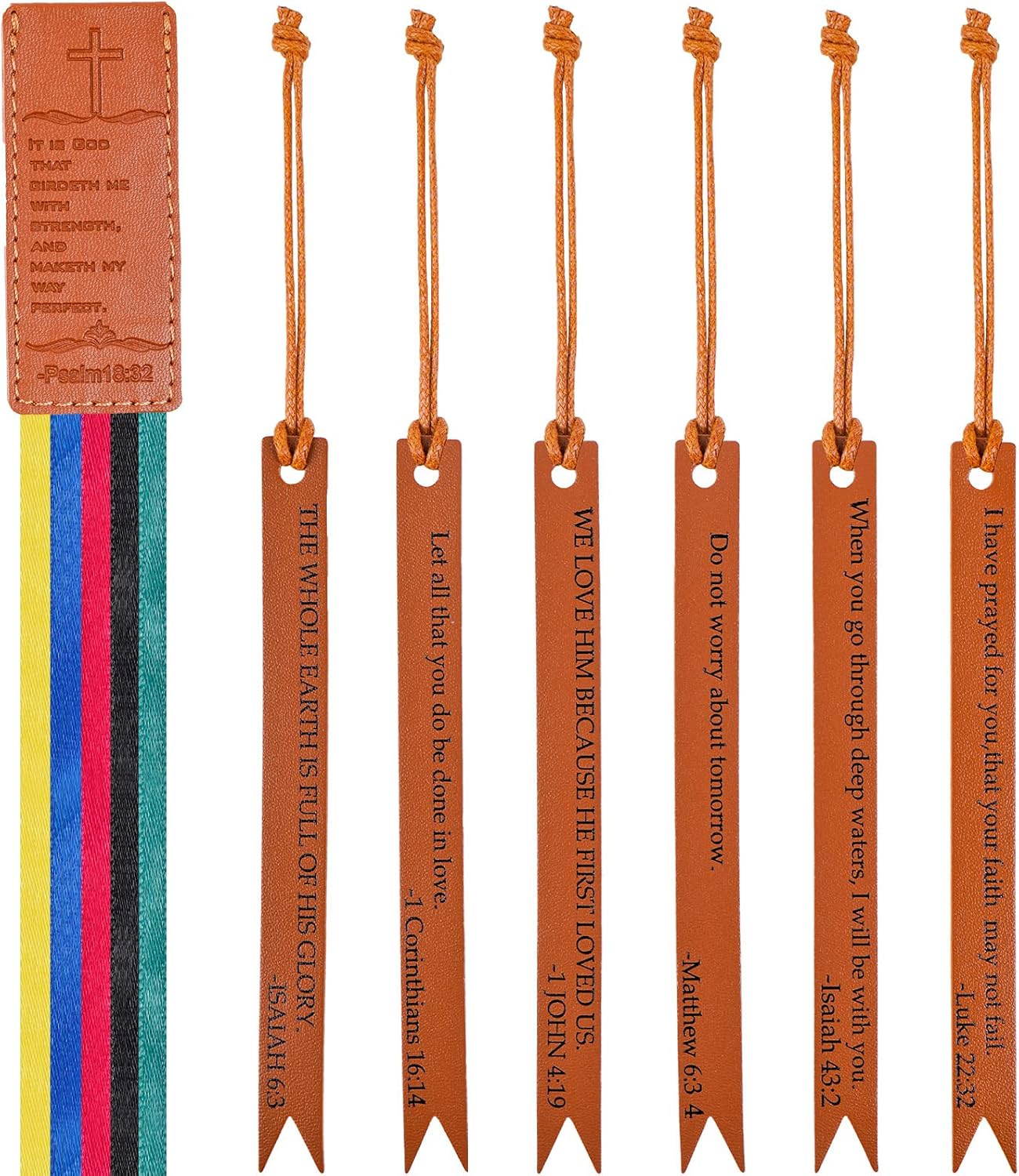 A Christian leather bookmark with a cross, symbolizing faith