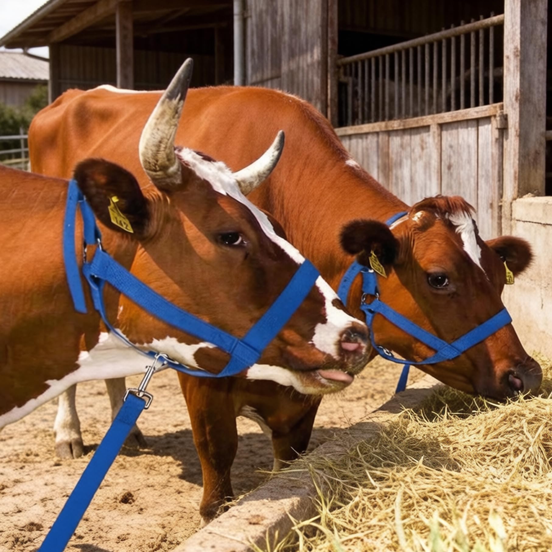 Capezze, 2 pezzi Capezza per mucche Capezza regolabile per polpacci con corda principale Cavezze per bovini in nylon resistente per cavallo/asino/capra/bovino