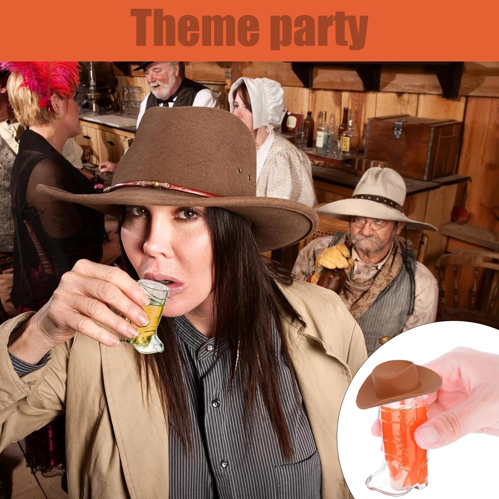 Set di 3 bicchierini da liquore a forma di stivale da cowboy, in vero vetro, decorazioni per feste a tema cowboy, bicchieri da shot per feste a tema cowboy, non usa e