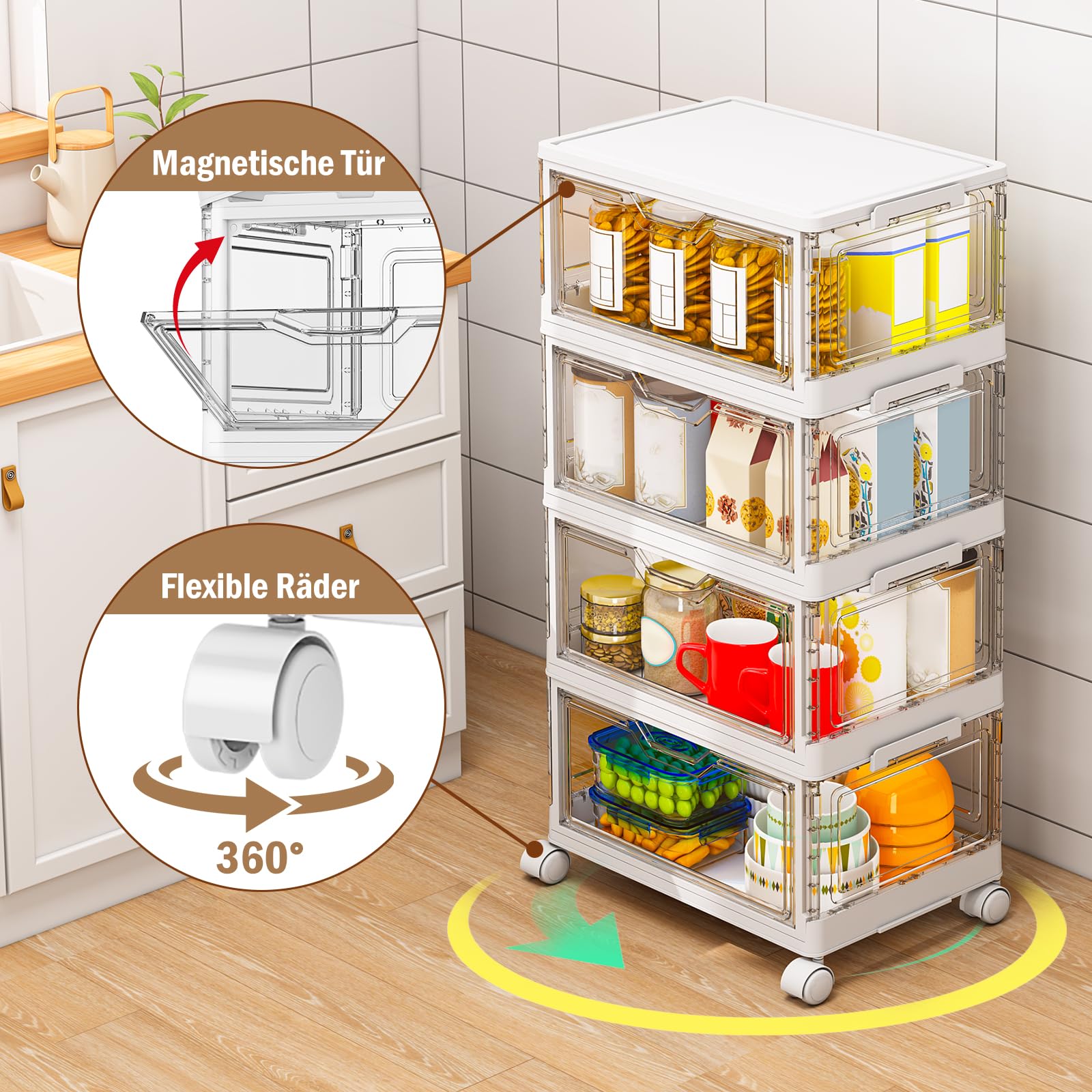 Boîtes de rangement avec couvercle - Boîtes en plastique empilables transparentes - Grand organisateur pour chambre à coucher, salon, salle de bain