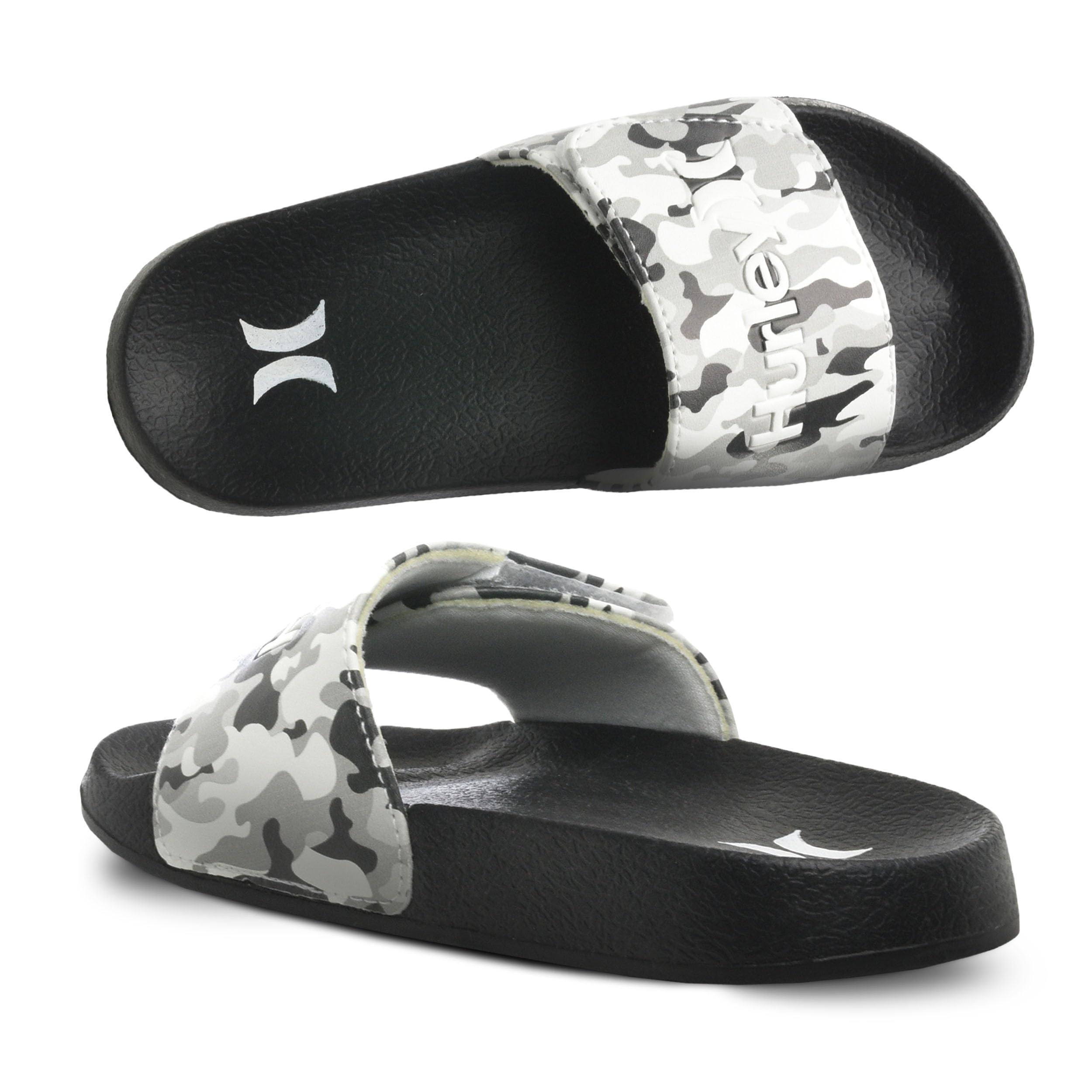 Hurley Kids NAIA Slides Adjustable Strap Slip-On Sandals Indoor and Outdoor EVA Footbed Shower Slides for Girls and Boys