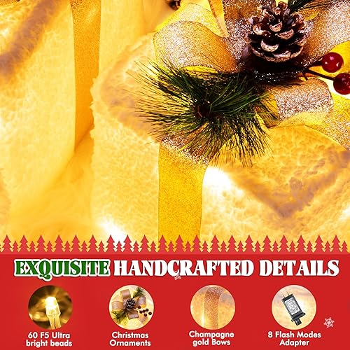 Miniatura 6 de Decoraciones de Navidad para interiores, cajas de regalo iluminadas de Elegear Navidad, 8 modos y función de temporizador, juego de 3 cajas de