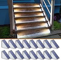 Vista 12 de NIORSUN Luces Solares de Escalón para Exteriores, Paquete de 12 Luces Solares Blancas Frías para Escaleras Exteriores Impermeables IP67 Encendido