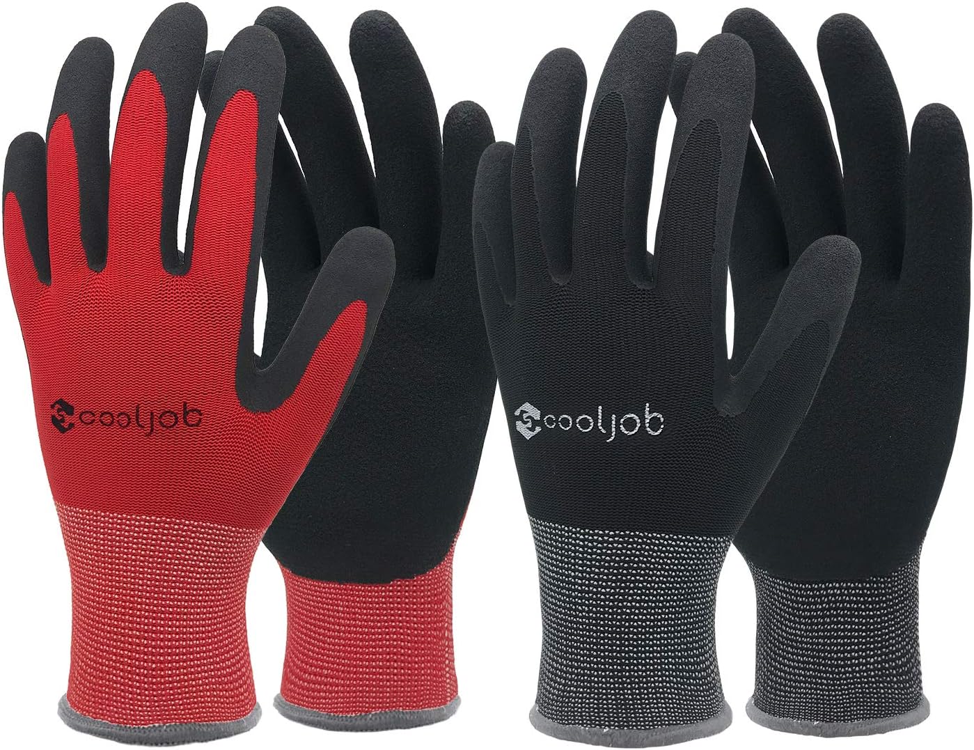 COOLJOBGardening Gloves for Men, 6 Pairs breathable Rubber Coated Garden Gloves