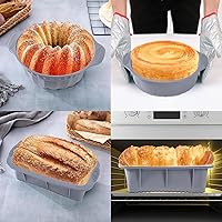 Vista 6 de Juego de 24 moldes de silicona antiadherentes para hornear, moldes para hornear, moldes para pasteles, moldes estriados, molde para donas, molde