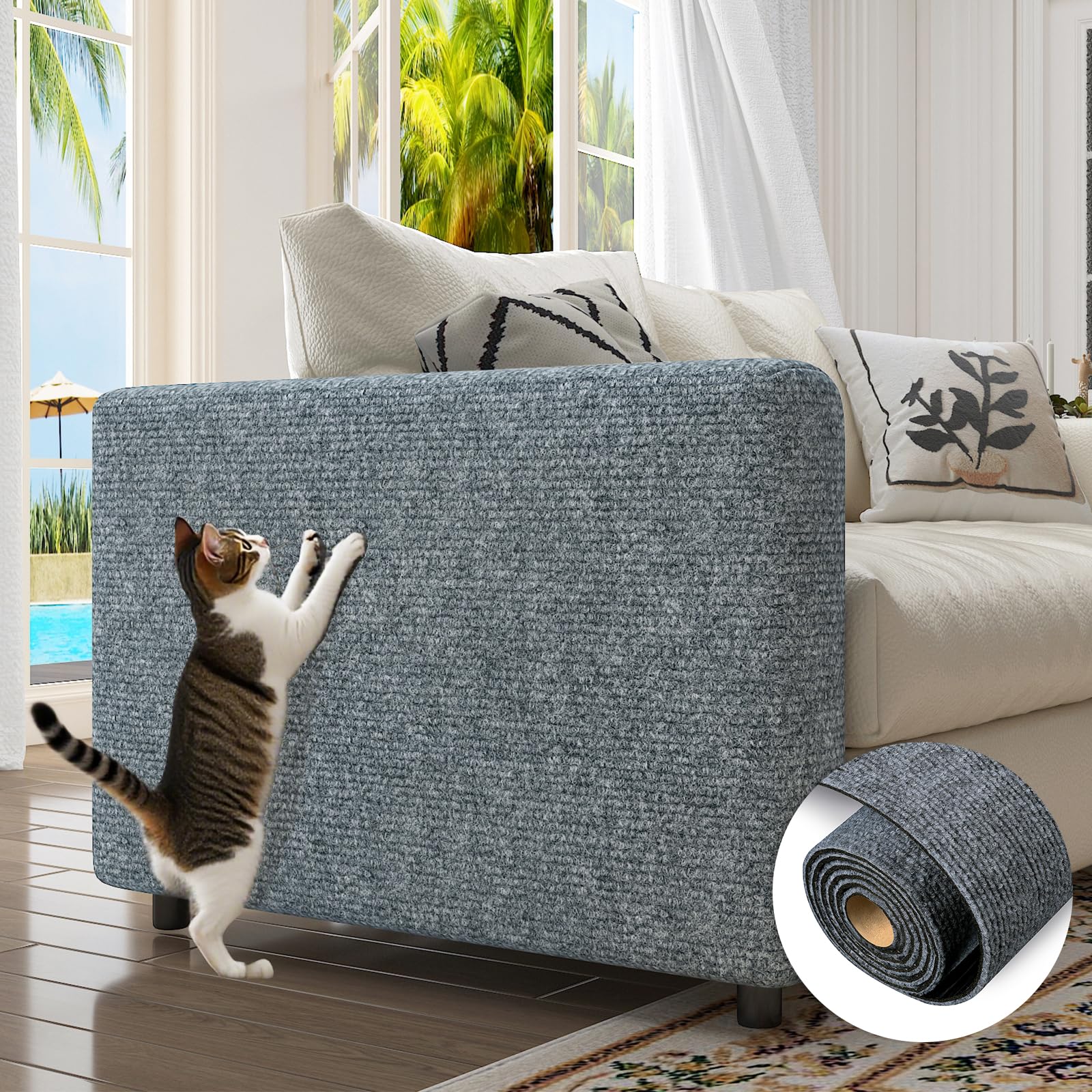 LaCheery 24"x79" Couch Cat Scratch Protector Couch Scratch Protector from Cats Corner Protectors for Furniture Self Adhesive Cat Scratching Post