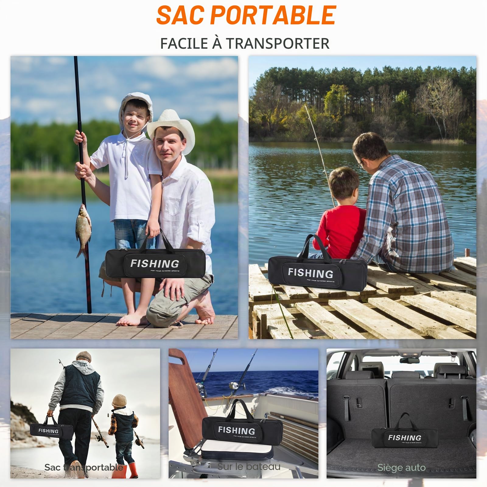 Ensemble Canne à Pêche Télescopique et Moulinet en Métal de 1,8m avec Accessoires Leurres de Pêche et Moulinet, Sac de Transport pour Poisson en Eau Douce ou Eau Salée