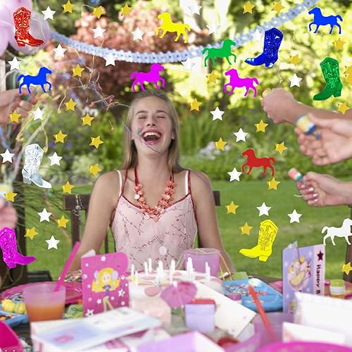 Miniatura 6 de Decoración de fiesta, confeti de vaquero del oeste, botas de caballo de Patricio para niños, cumpleaños, bodas, baby shower, decoración de confeti