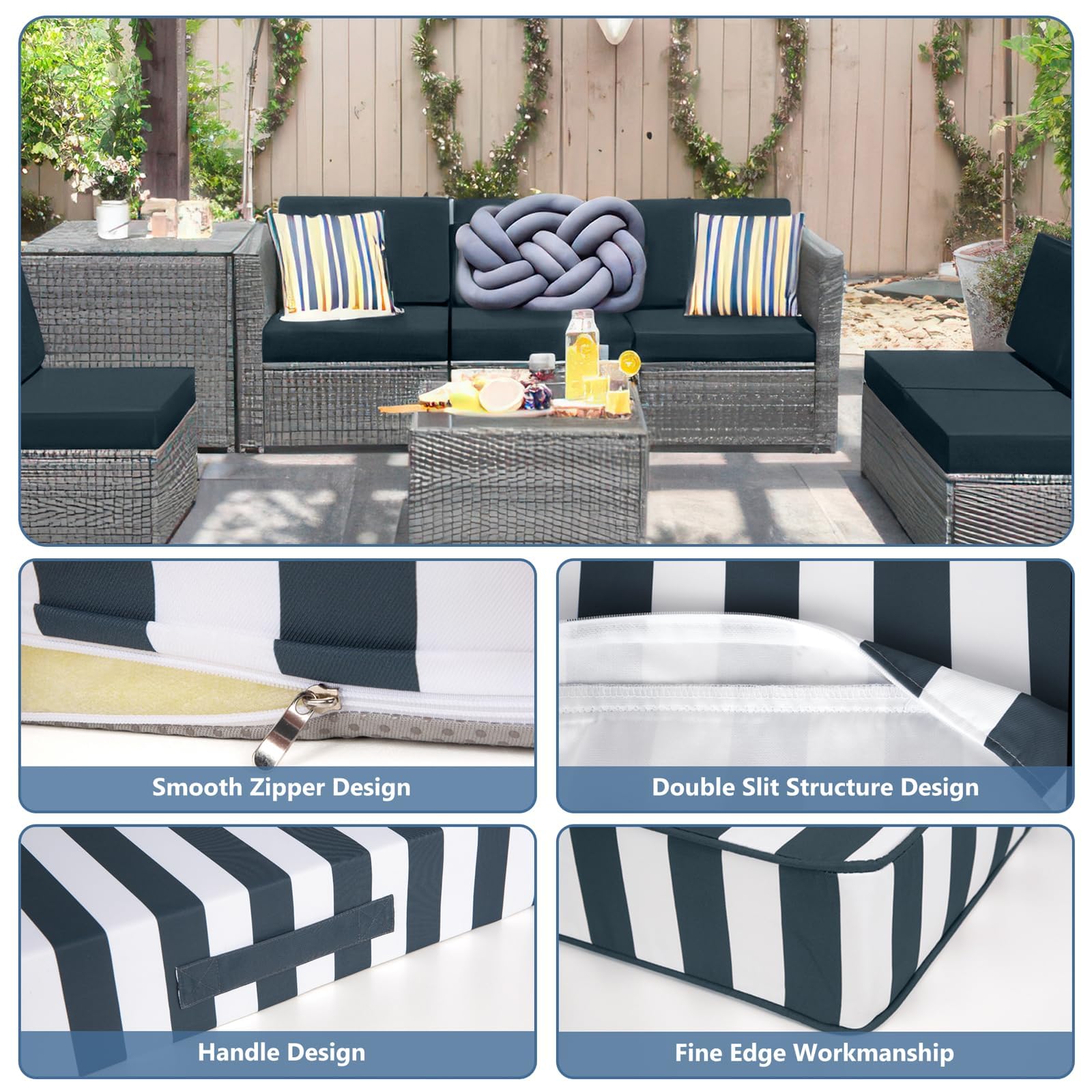 Bench Cushions For Outdoor Furniture ROFIELTY Custom Bench Cushion - 4" Thick Tufted Seat Pad (Non-Slip, Indoor/Outdoor) Outdoor Swing Cushions