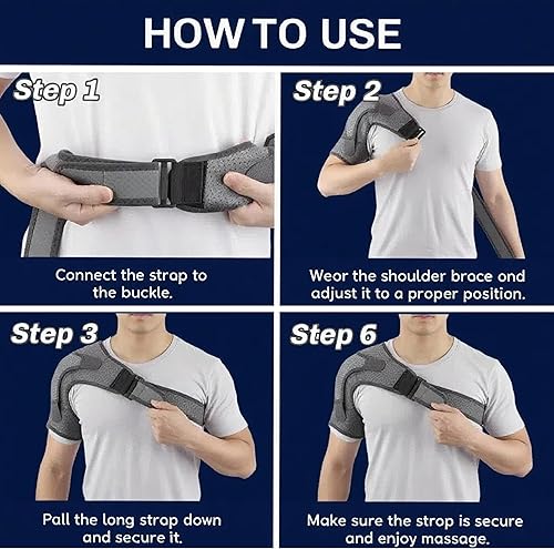 Miniatura 5 de Envoltura de hombro térmica inalámbrica con vibración, alivio del dolor para hombros, cuello y hombros congelados, alivia la fatiga, promueve un