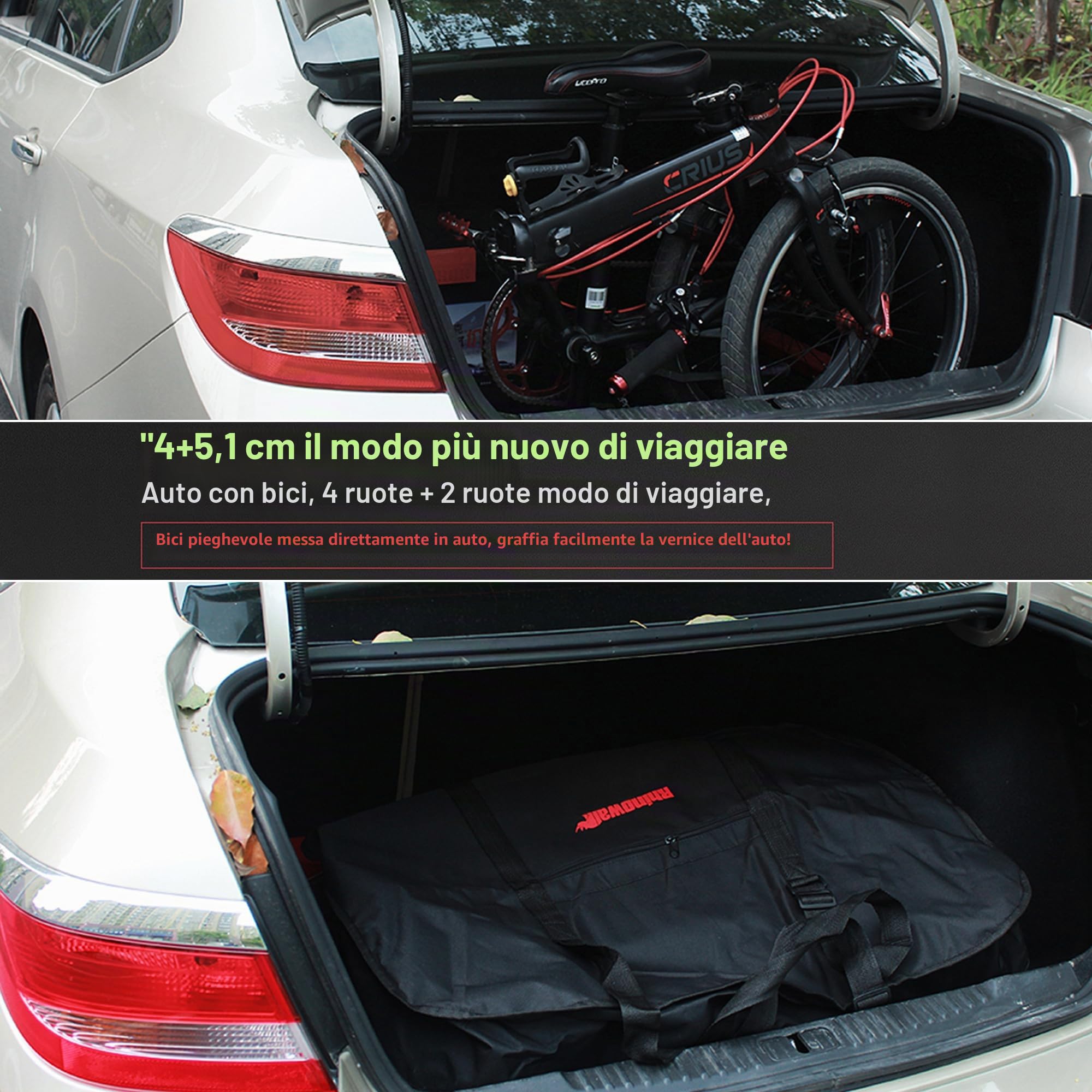 UBORSE Borsa per Bicicletta Pieghevole da 20 Pollici Sacchetto Porta Bici Impermeabile Borsa da Viaggio per MTB Bicicletta Pieghevole Custodia per Ciclismo 600d (Nero)