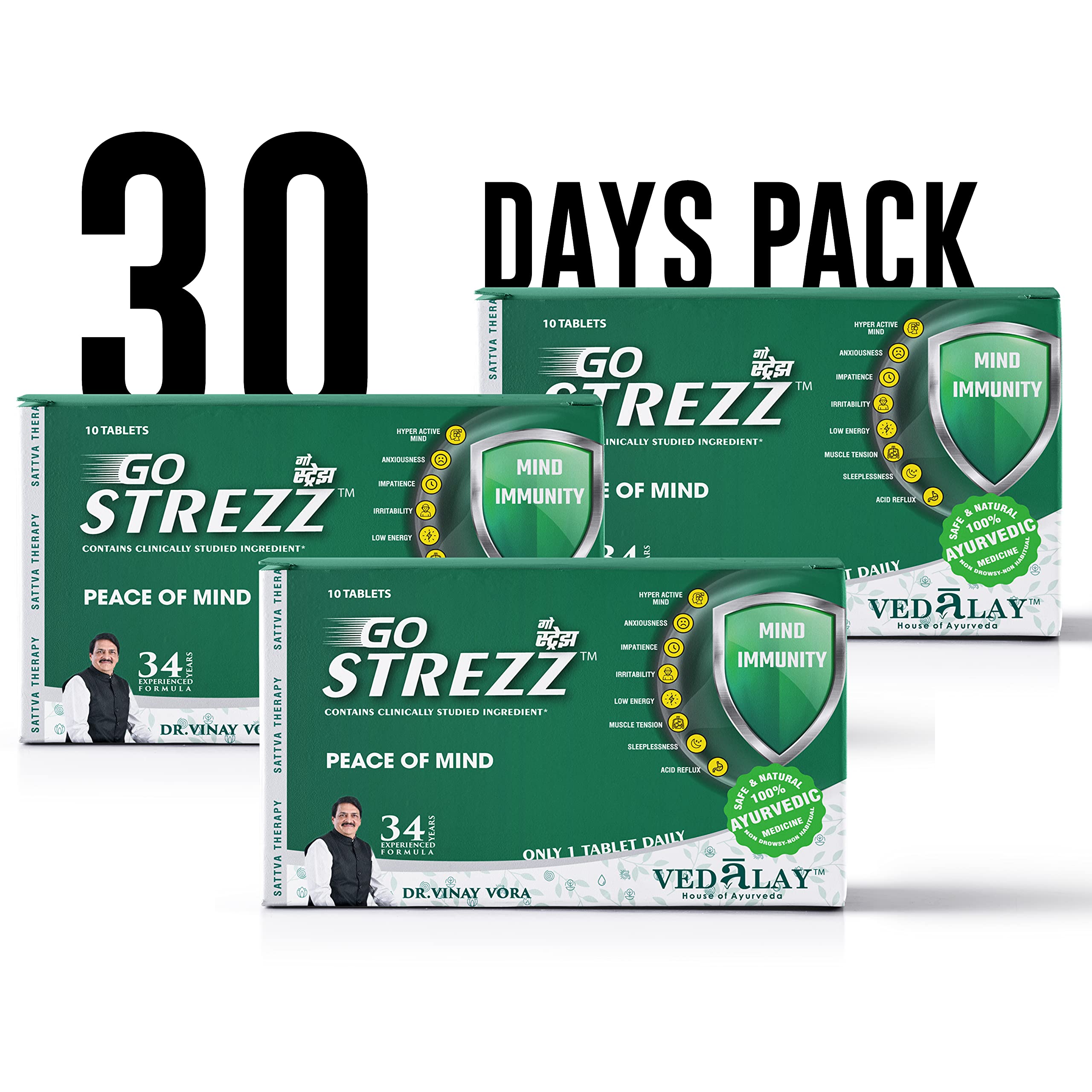 Vedalay Gostrezz Ayurvedic Medicine For Stress Relief & Mind Immunity (Pack of 3-30 Tablets, 30 Days) (B0924P2PJY) Amazon Price History, Amazon Price Tracker