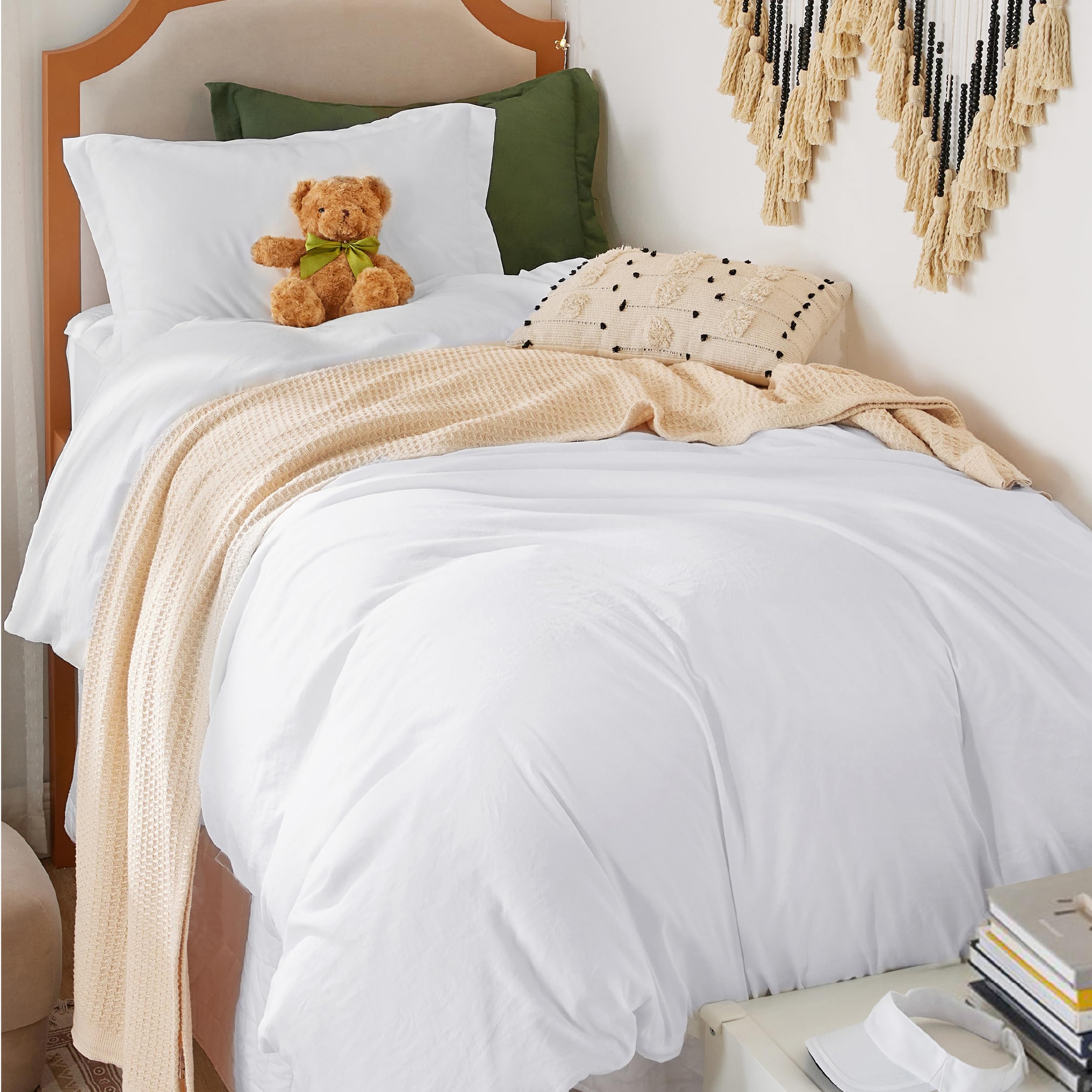 Bedsure Prewashed Twin Duvet Cover, Cotton-Like Bedding Set, Bright White