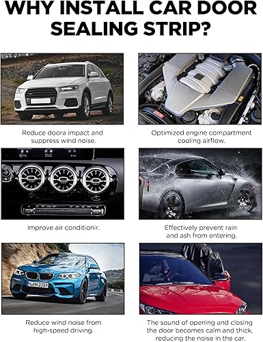 Miniatura 3 de Protectores de puerta de automóvil de 16 pies, ajuste universal de goma en forma de U, moldura transparente de borde de puerta automotriz