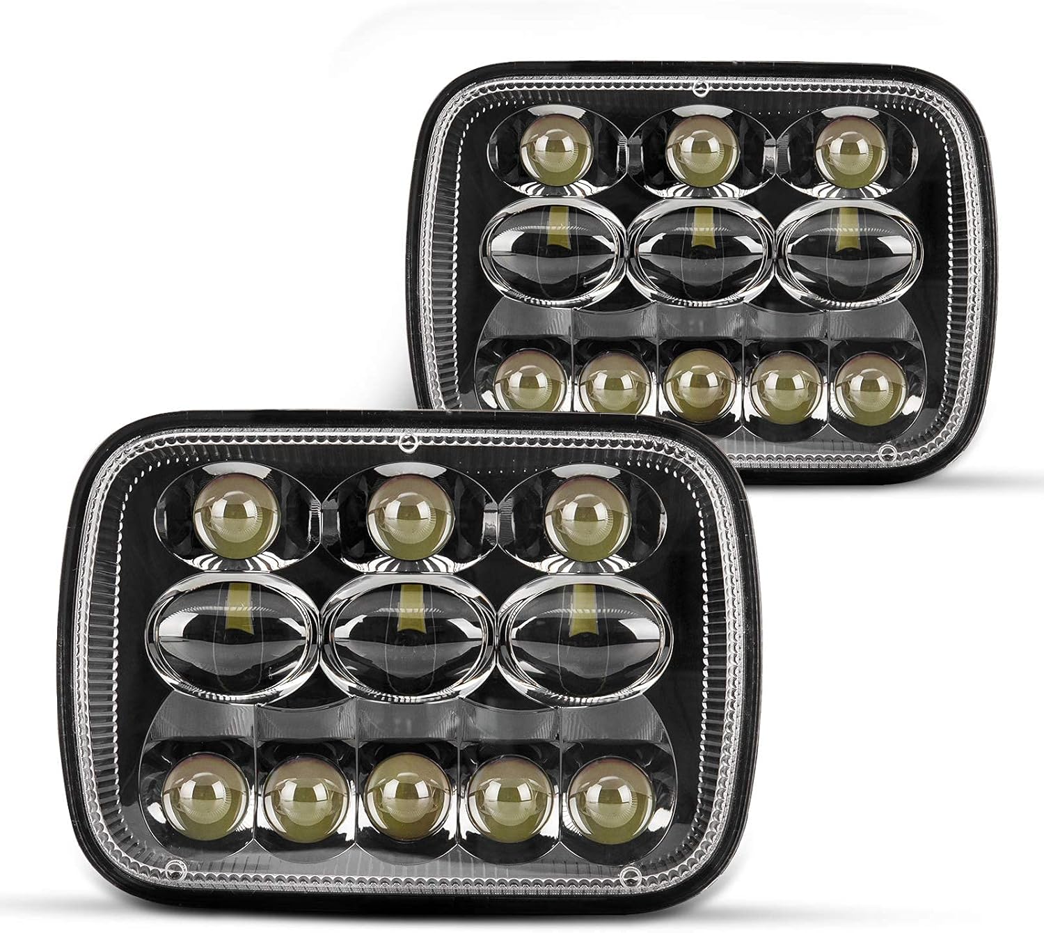 Torchbeam 7x6 5x7 Led Headlights 300% Brighter Upgraded Led Sealed Beam Headlamps with High Low Beam H6054 6054 Led Headlights Replacement for YJ Cherokee XJ Savana Truck with H4 Adapters