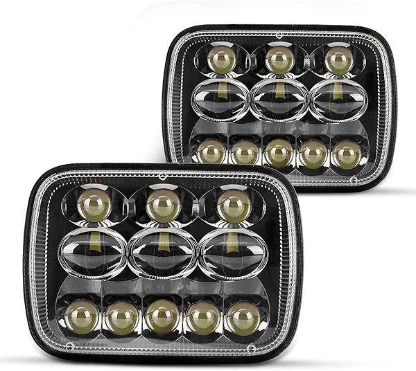 Torchbeam 7x6 5x7 Led Headlights 300% Brighter Upgraded Led Sealed Beam Headlamps with High Low Beam H6054 6054 Led Headlights Replacement for YJ Cherokee XJ Savana Truck with H4 Adapters