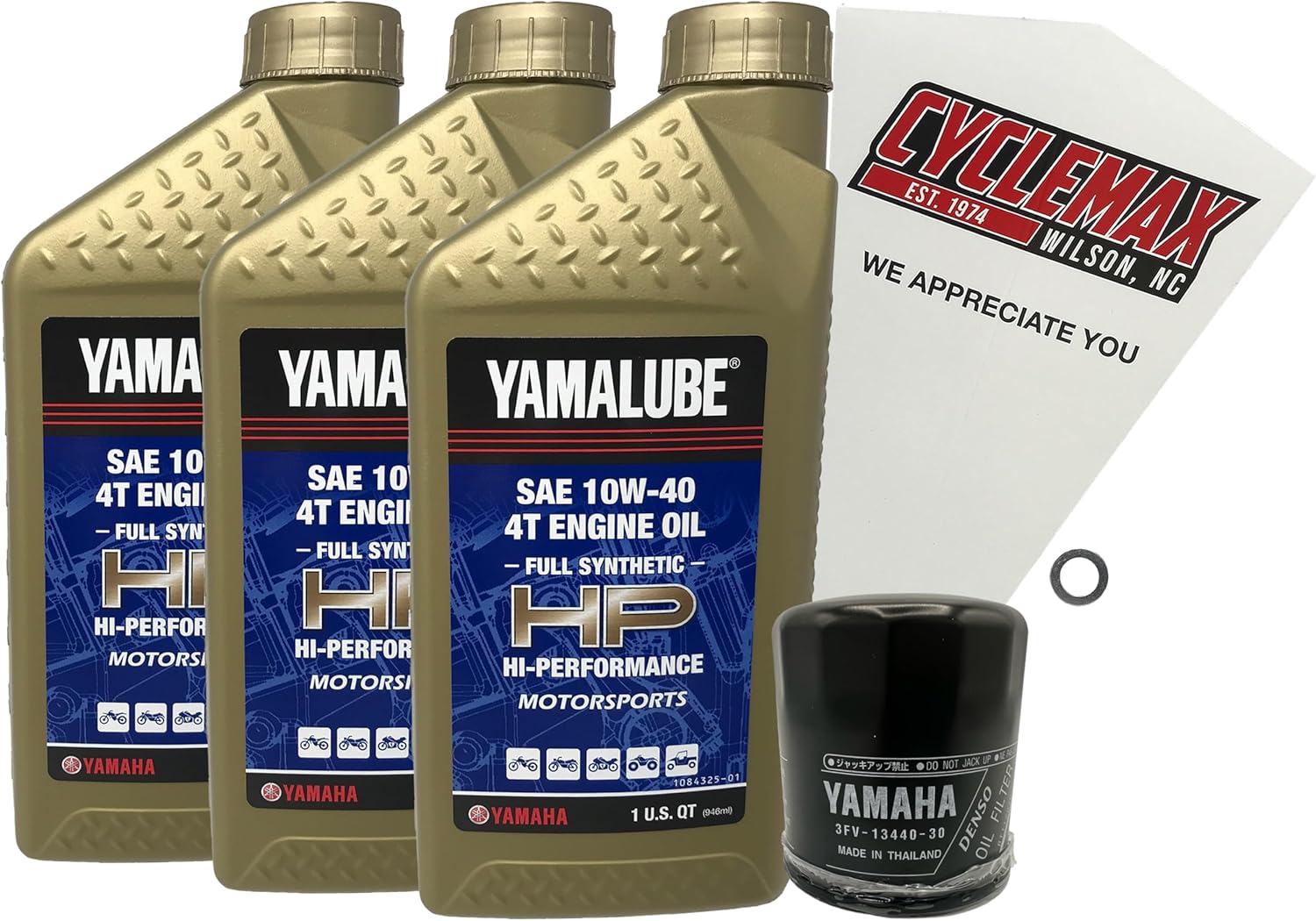 CYCLEMAX Full-Synthetic Yamalube Oil Change Kit Compatible with 1995-1996 Yamaha YZF600