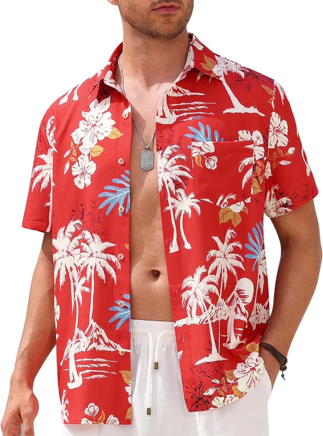 ABAFIP Men's Floral Hawaiian Shirt Short Sleeve Tropical Print Holiday Casual Summer Beach Shirts - Image 2