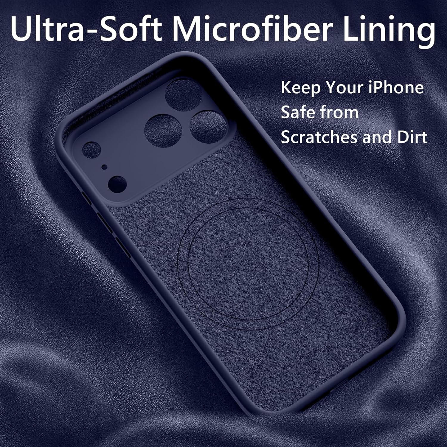 FireNova Magnetic for iPhone 17 Pro Case, Compatible with MagSafe, [Integrated Silicone Camera Control Button] [Camera Protection] Anti-Scratch Microfiber Lining Phone Case, 6.3", Navy Blue - Image 3