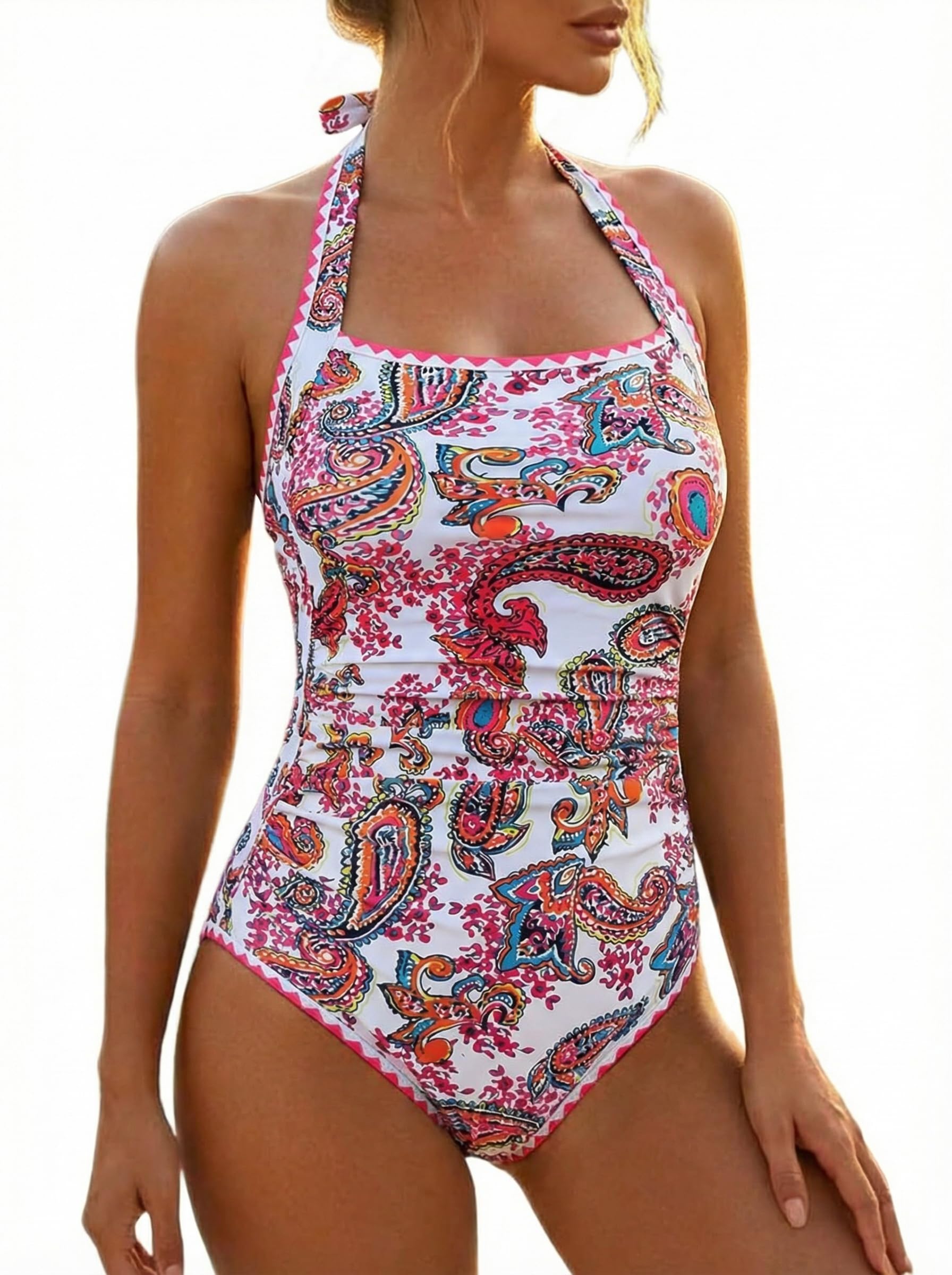Hilor Women One Piece Scalloped Swimsuit