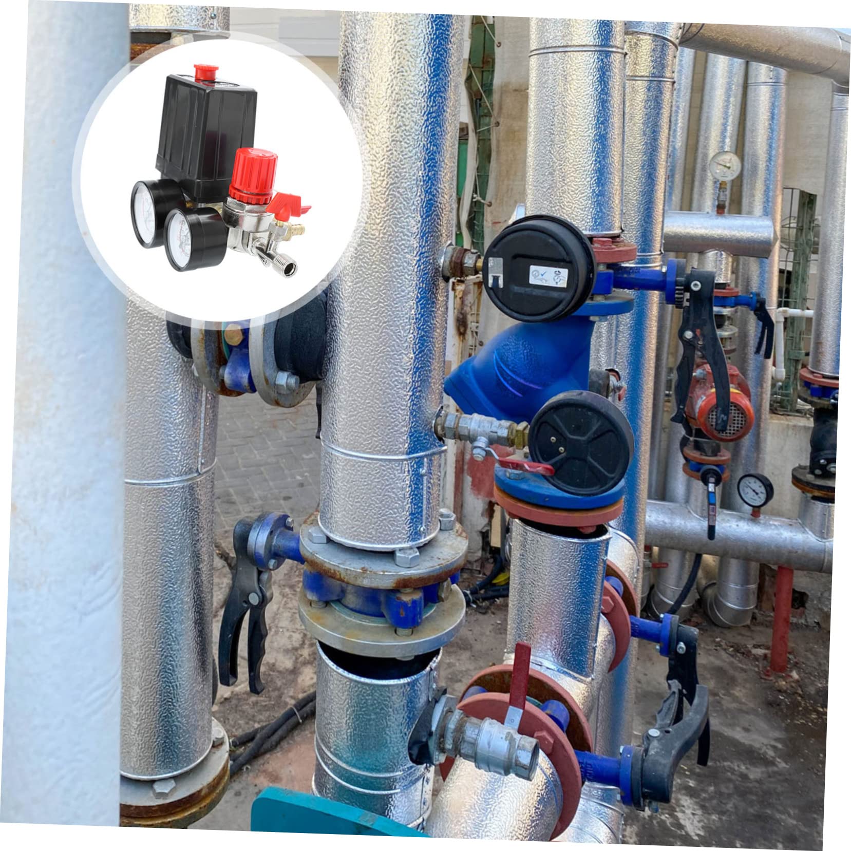 jojofuny Regolatore di Pressione per Compressore D’aria a 4 Fori Manometro, 220/380v, 20a, Valvola di Controllo per Uso Stabile