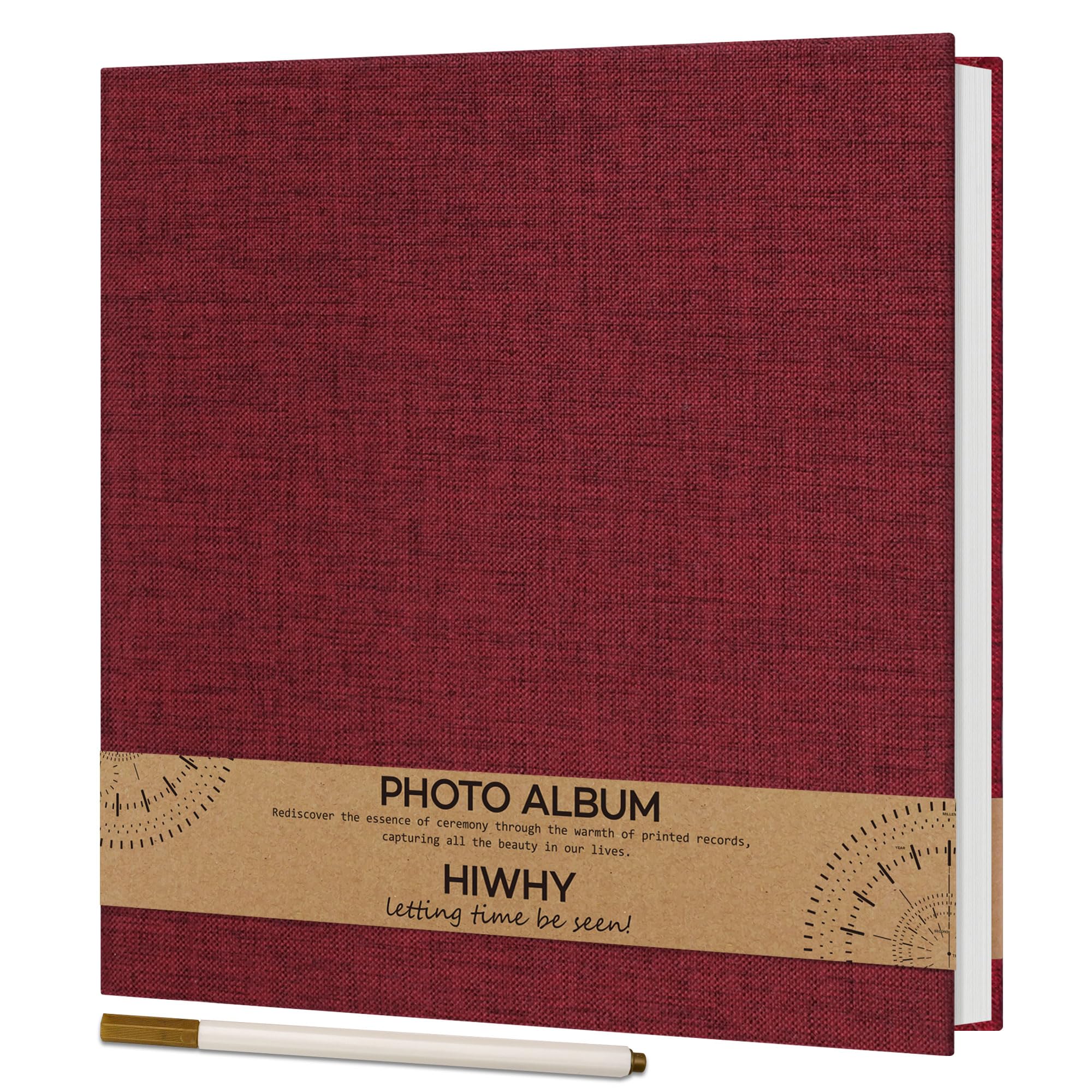 Photo Album Self Adhesive for 4x6 Pictures Scrapbook Album DIY Scrap Book 40 Sticky Pages for Family Wedding Couple with A Metallic Pen Red