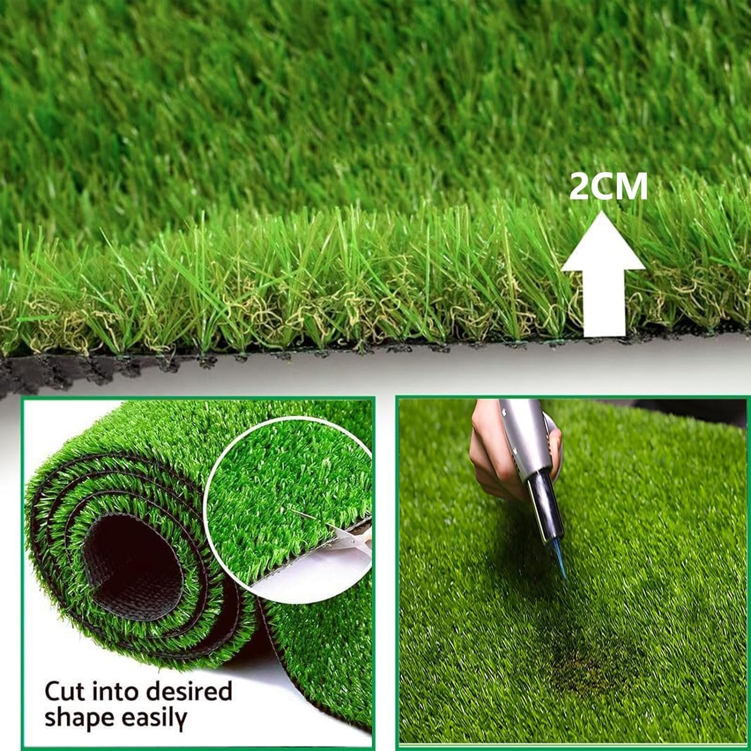 Questo Tappeto di Erba Sintetica, Erba Artificiale Premium Spessa 2 cm - Tappeto di Prato Sintetico Realistico con Retro in Gomma per Giardino e Cortile Esterni (2x8 m/6,56x26,24 Piedi) - re