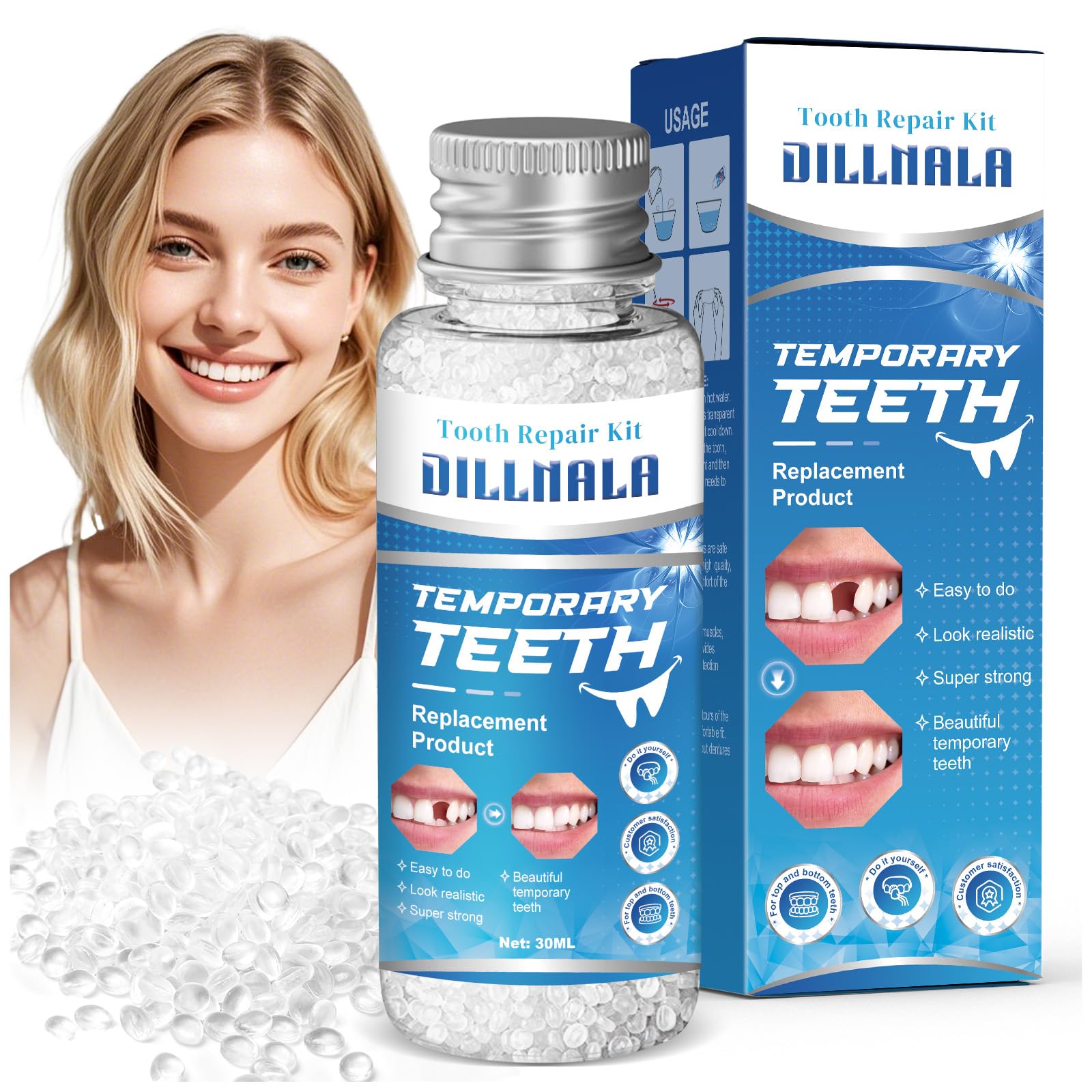 Tooth Repair Kit, Moldable False Teeth Beads for Teeth Repair-1PCS