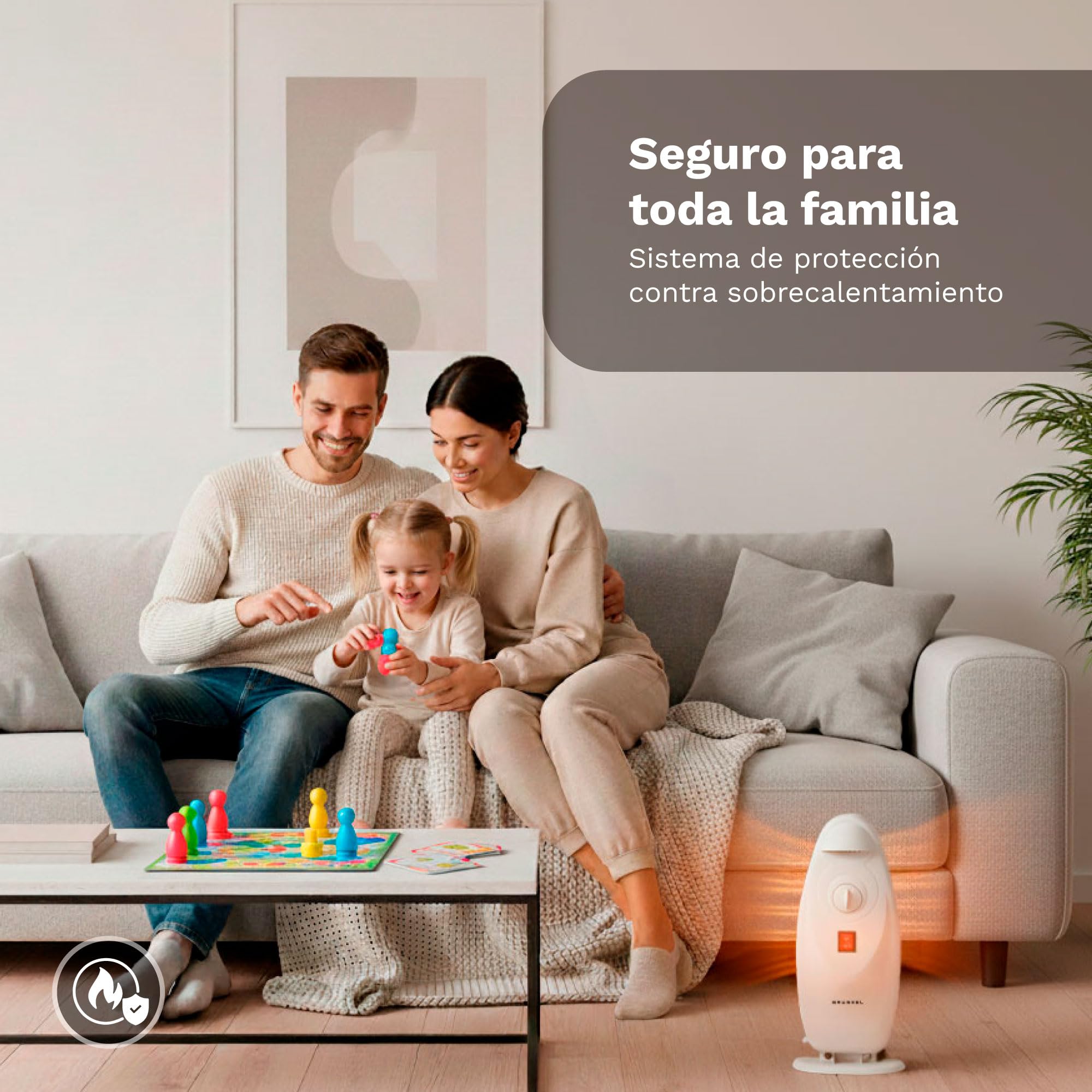 Grunkel - Radiador de Aceite de 7 elementos 800W RACP-80D Emisor de calor de bajo consumo 3 niveles de calor regulables, termostato y sistema de protección sobrecalentamiento.