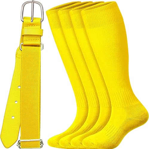 Conjunto combinado de calcetines de béisbol y cinturón para niño, cinturones de sóftbol con calcetín de sóftbol cinturón elástico
